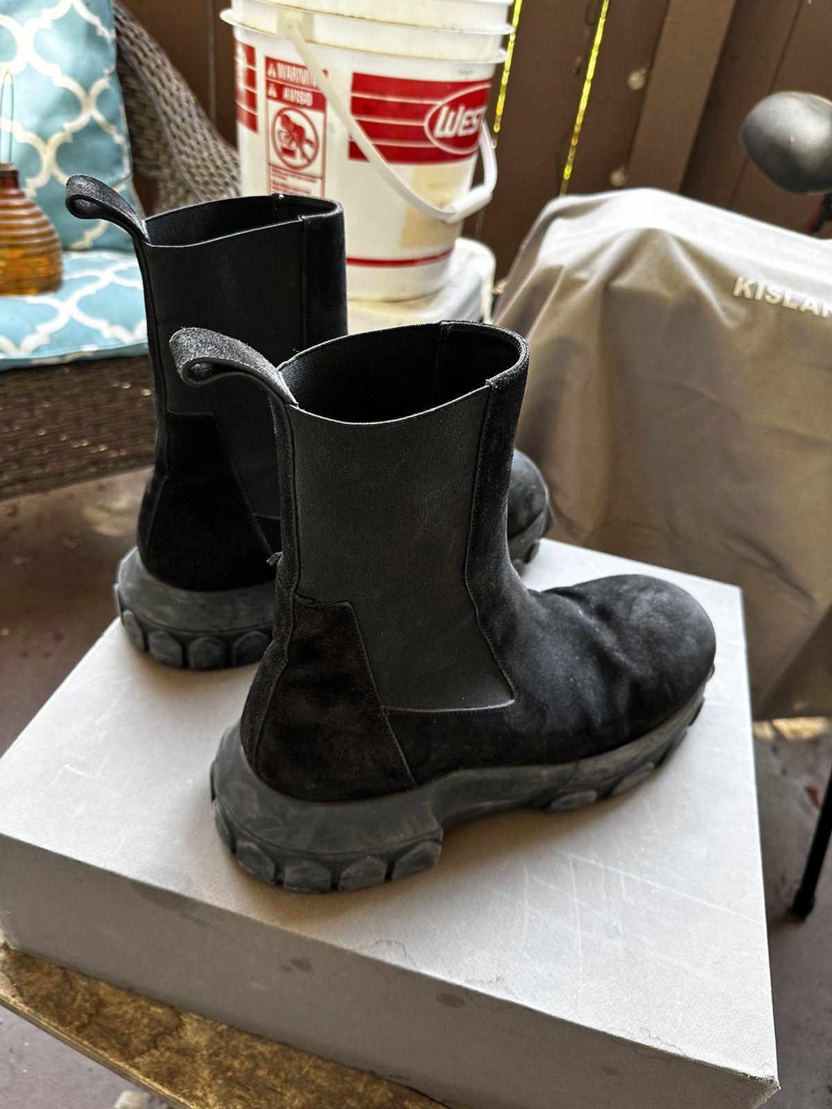 Rick Owens Rick Owens Black Suede Beatle Bozo Tractor Boots Size US 11.5 / EU 44-45 - 3 Thumbnail