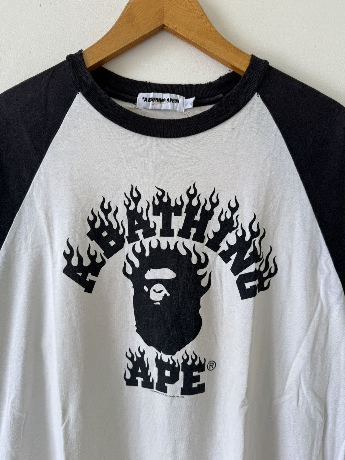 Bape VINTAGE BAPE FONT FIRE LOGO 3/4 SLEEVE T SHIRT Size US L / EU 52-54 / 3 - 2 Thumbnail
