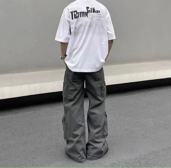 VIBE Gray High Street Vintage Loose Casual Pants Size US 32 / EU 48 - 3 Thumbnail
