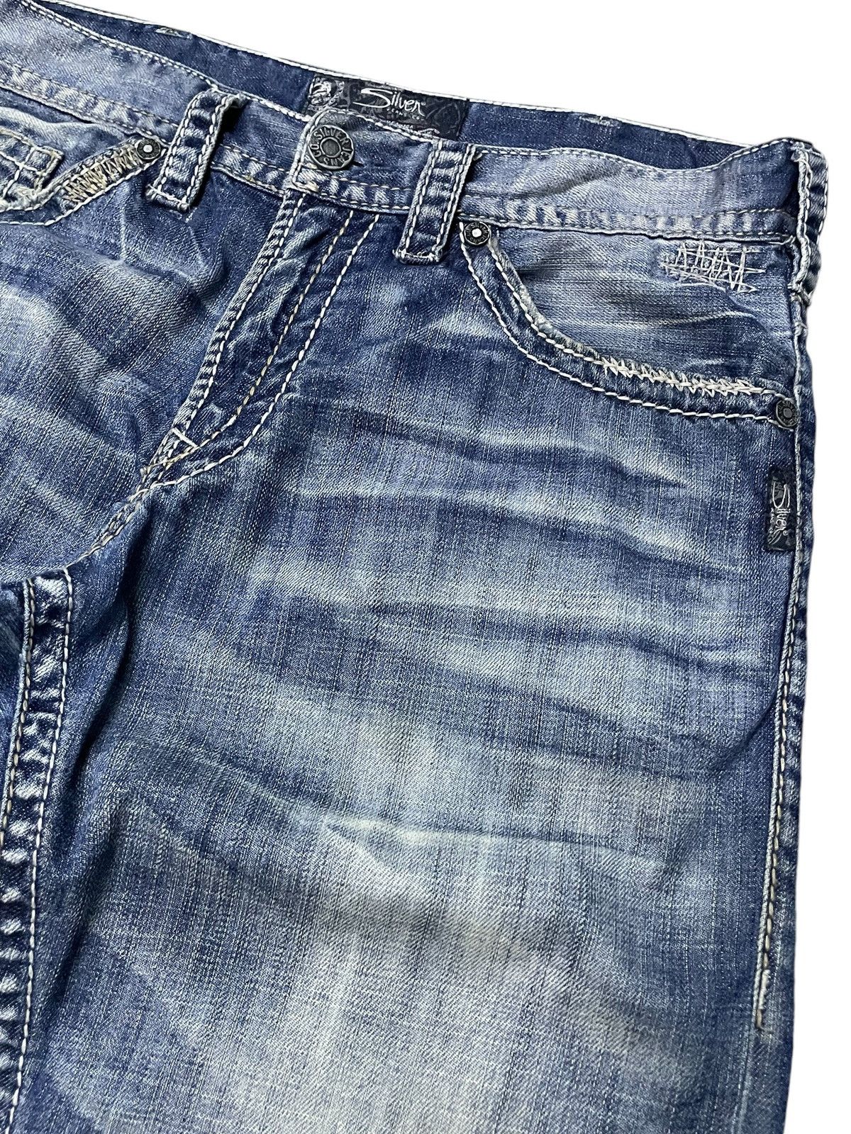 Japanese Brand × semanticdesign Silver Heavy Stitched Loose Straight Baggy Jeans Size US 32 / EU 48 - 7 Thumbnail