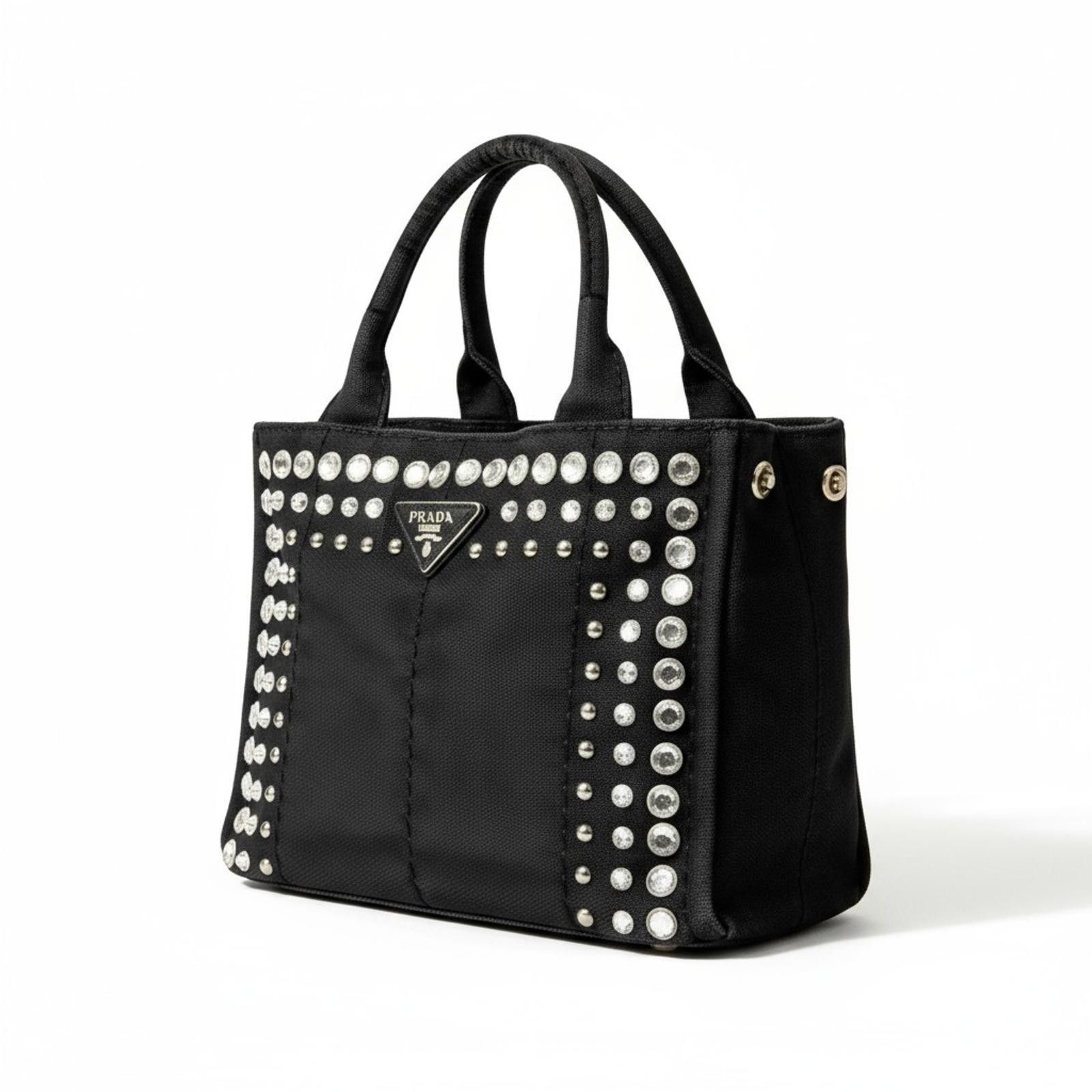 Prada Prada - Black Studded Tote Bag Size ONE SIZE - 1 Thumbnail