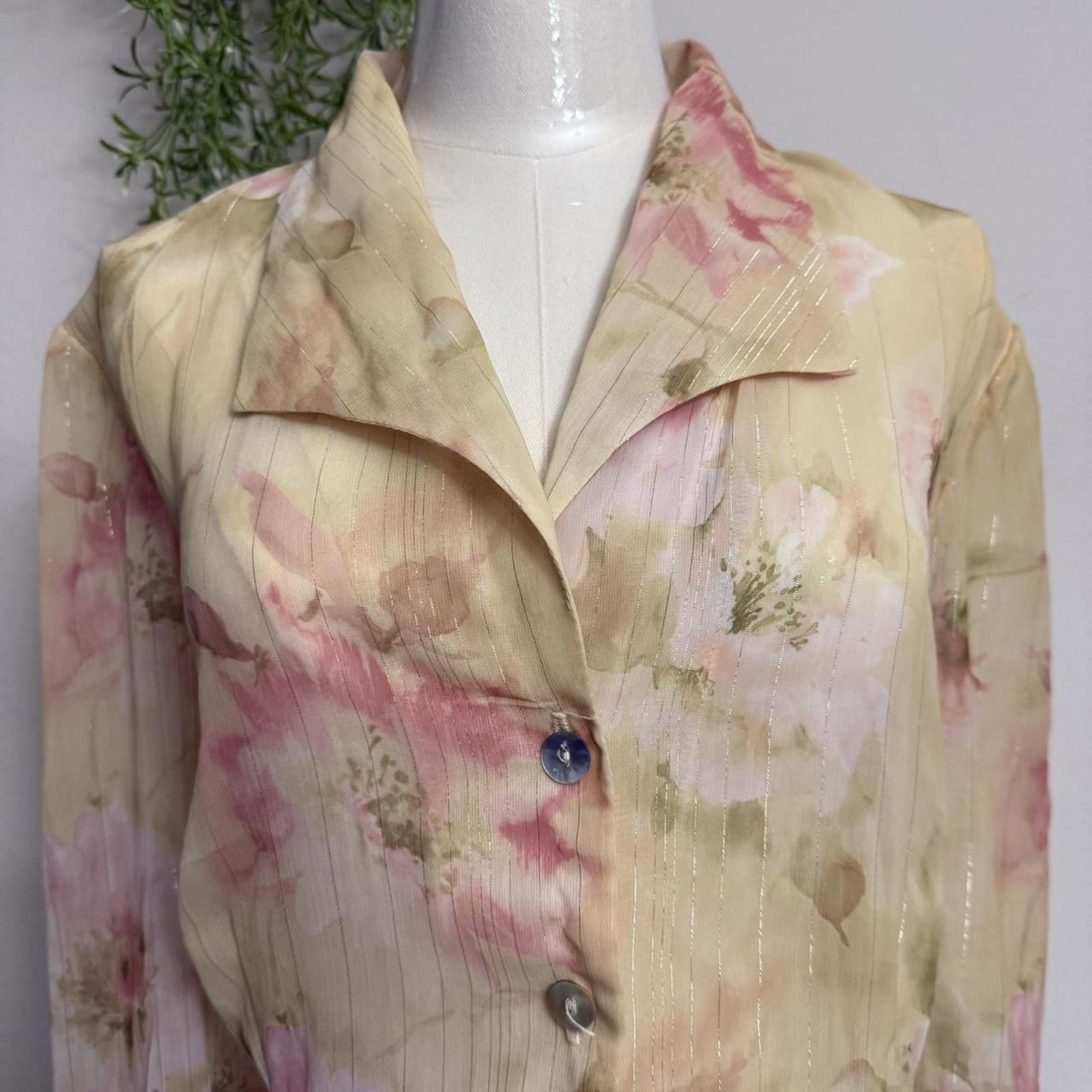 Designer Y2k coquette fairy floral sheer blouse ruffle sleeves Size XL / US 12-14 / IT 48-50 - 7 Thumbnail