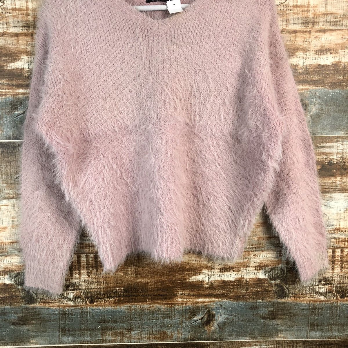 Homespun Knitwear DLL Ingni Pink Mohair shaggy fur Knitwear #C234 Size S / US 4 / IT 40 - 3 Thumbnail