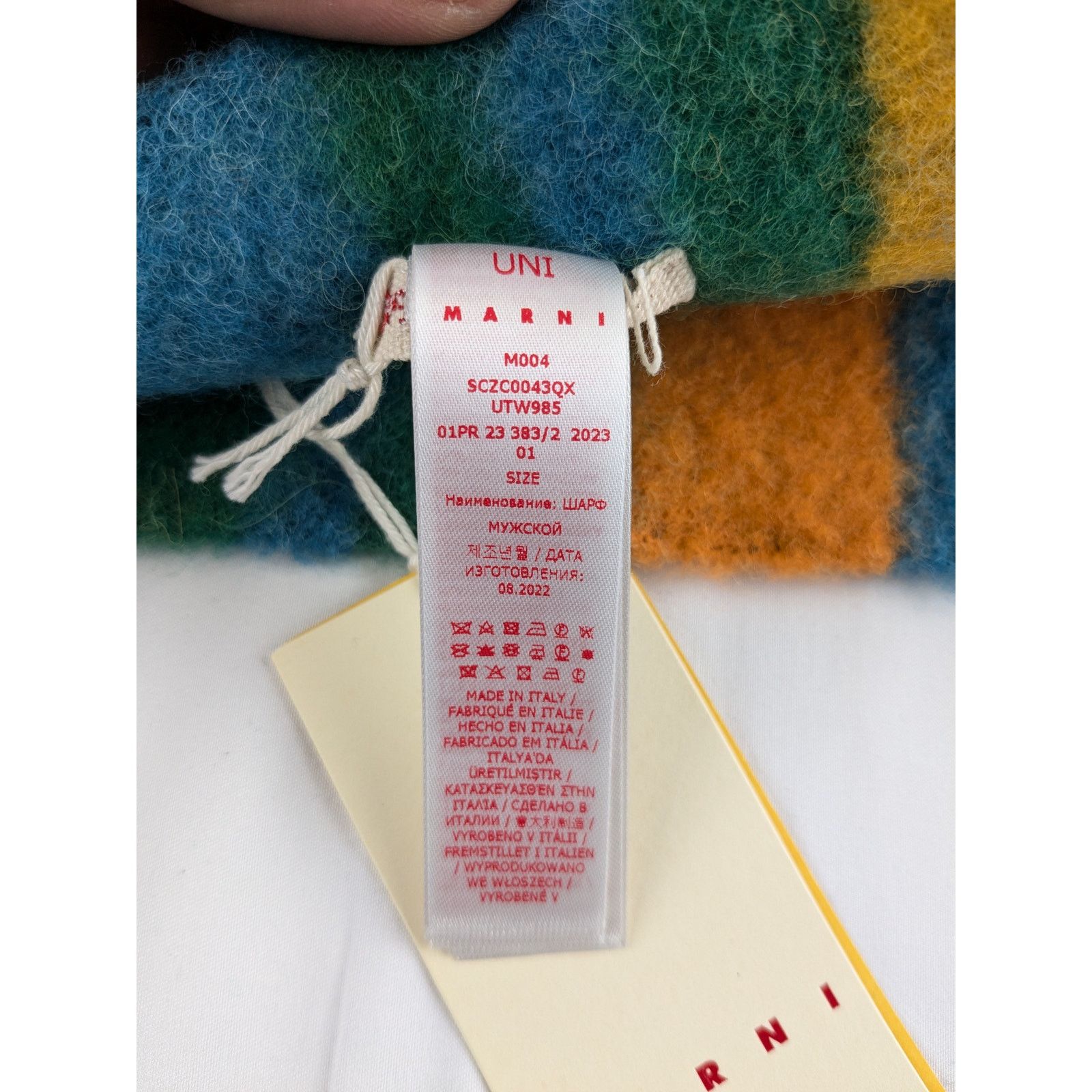 Marni o1rshd1 Size:OS/ Sciarpa Uomo Striped Brushed Wool Sea Green Size ONE SIZE - 7 Thumbnail