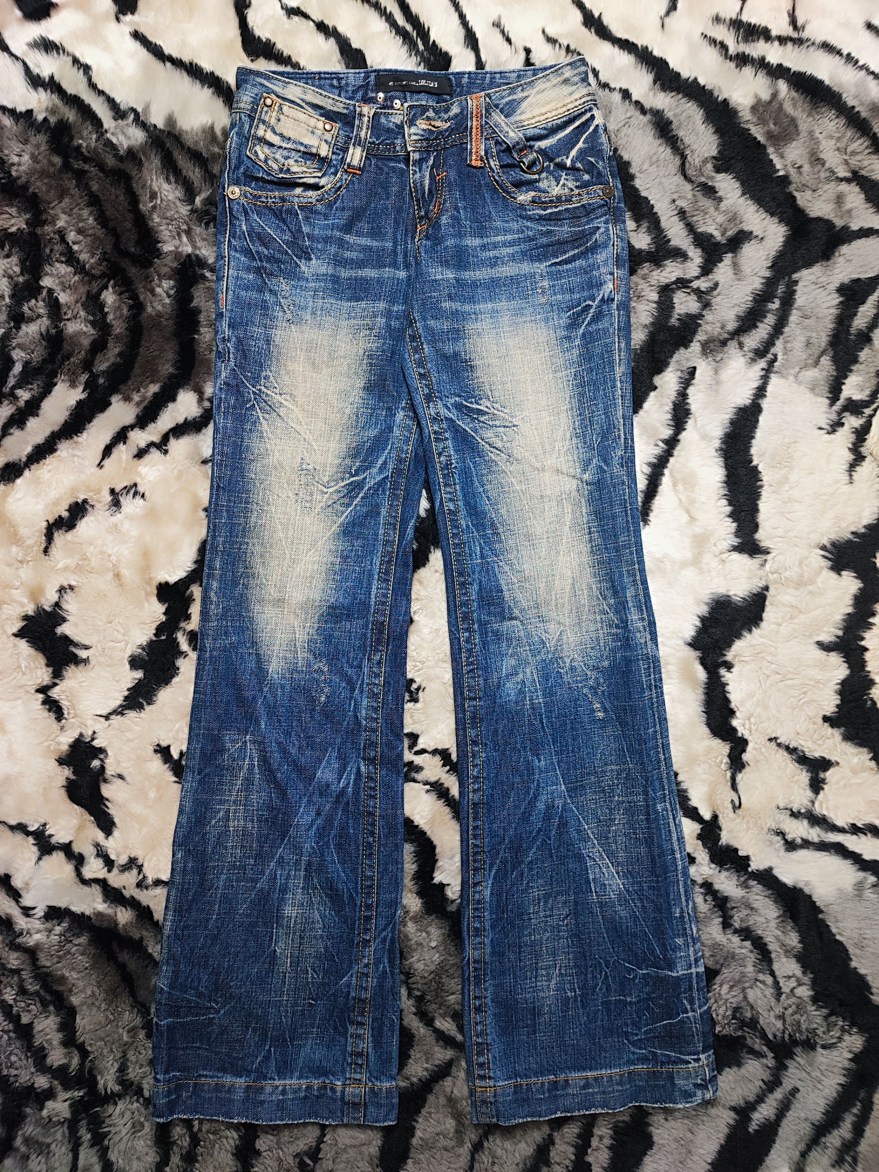 Kapital Yoshitomo Nara Lolita Flared Whisker Low Rise Jeans Size 26" / US 2 / IT 38 - 2 Thumbnail