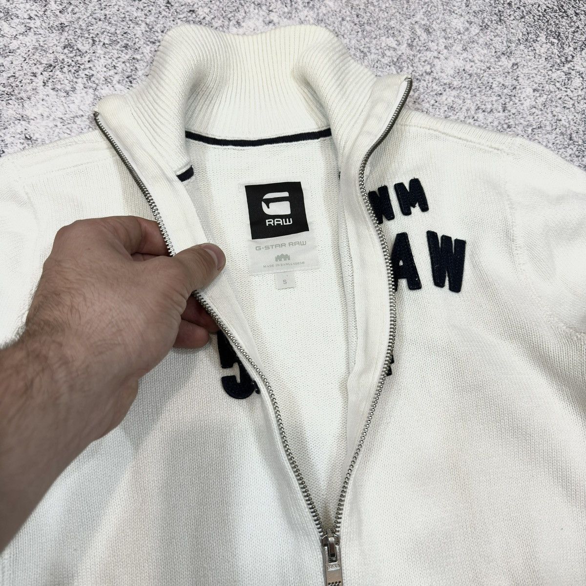 Designer × G-Star G-Star Mens White Robert Vest Knit l/s zip sweater S size Size US S / EU 44-46 / 1 - 6 Thumbnail
