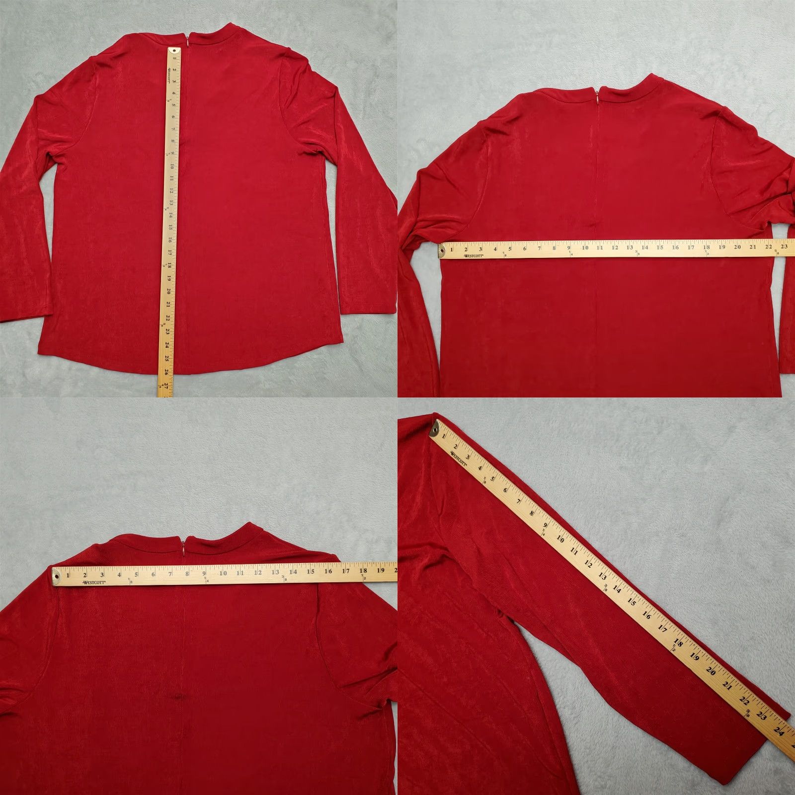 Vintage Chicos Top Womens Size 3 Red Trevelers Stretch Blend Gold Chain Casual Blouse Knit V-Neck Long Sleeve Easy Care Machine Washable Size XS / US 0-2 / IT 36-38 - 8 Thumbnail