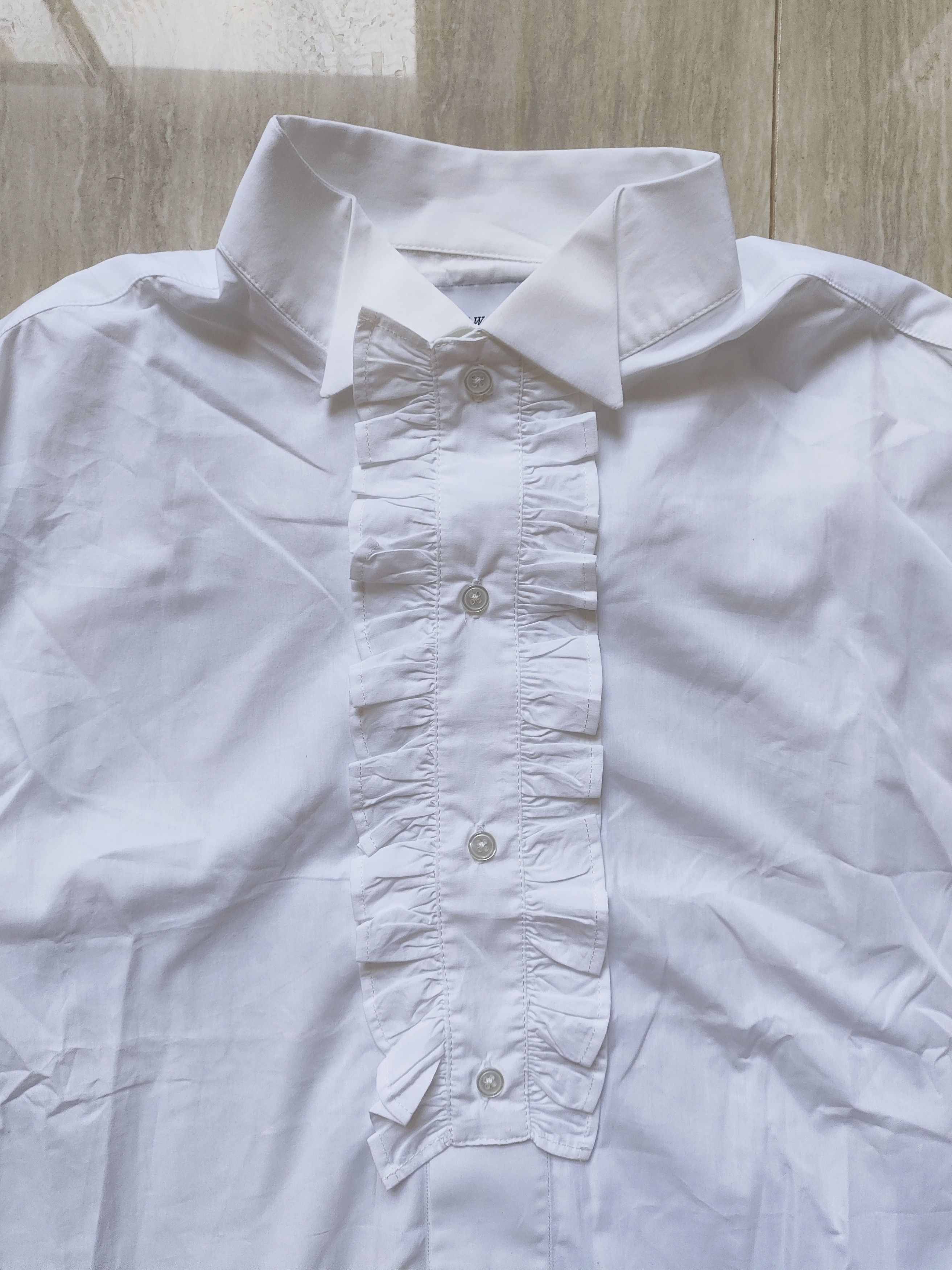 Ernest W. Baker AW18 Royal White Frill Collar Shirt Size US S / EU 44-46 / 1 - 2 Thumbnail