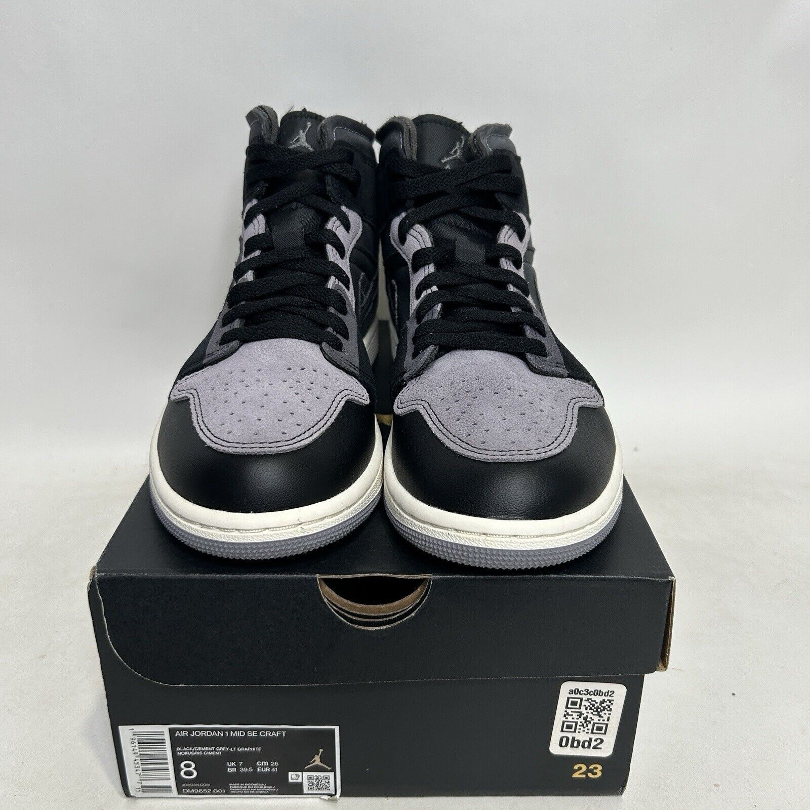 Nike Nike Air Jordan 1 Mid Craft Inside Out “Black Cement Grey” Size US 8 / EU 41 - 2 Thumbnail