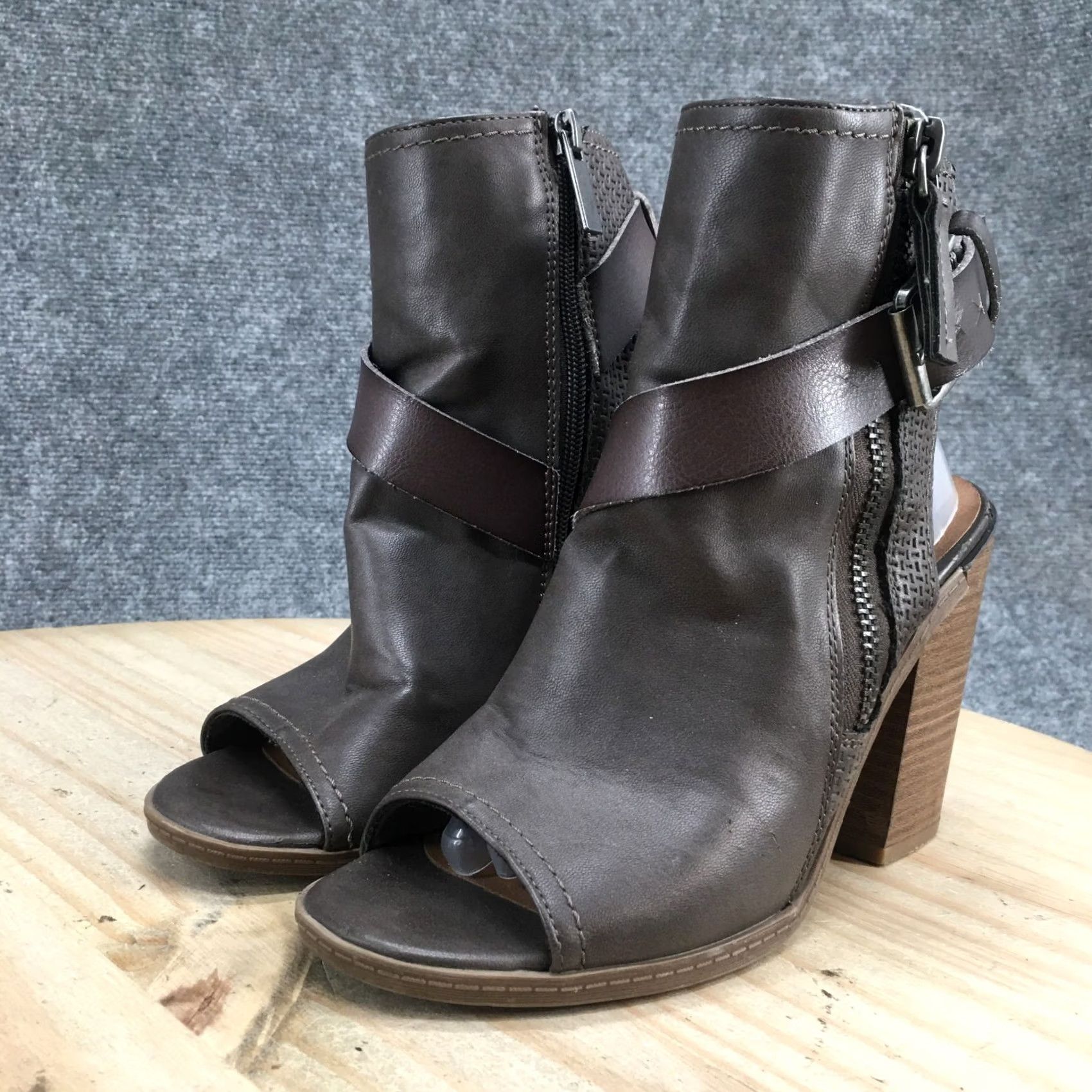 Dolce Vita DV Dolce Vita Boots Womens 6 Teisha Open Toe Zip Slingback Bootie Brown Heels Size US 6 / IT 36 - 5 Thumbnail