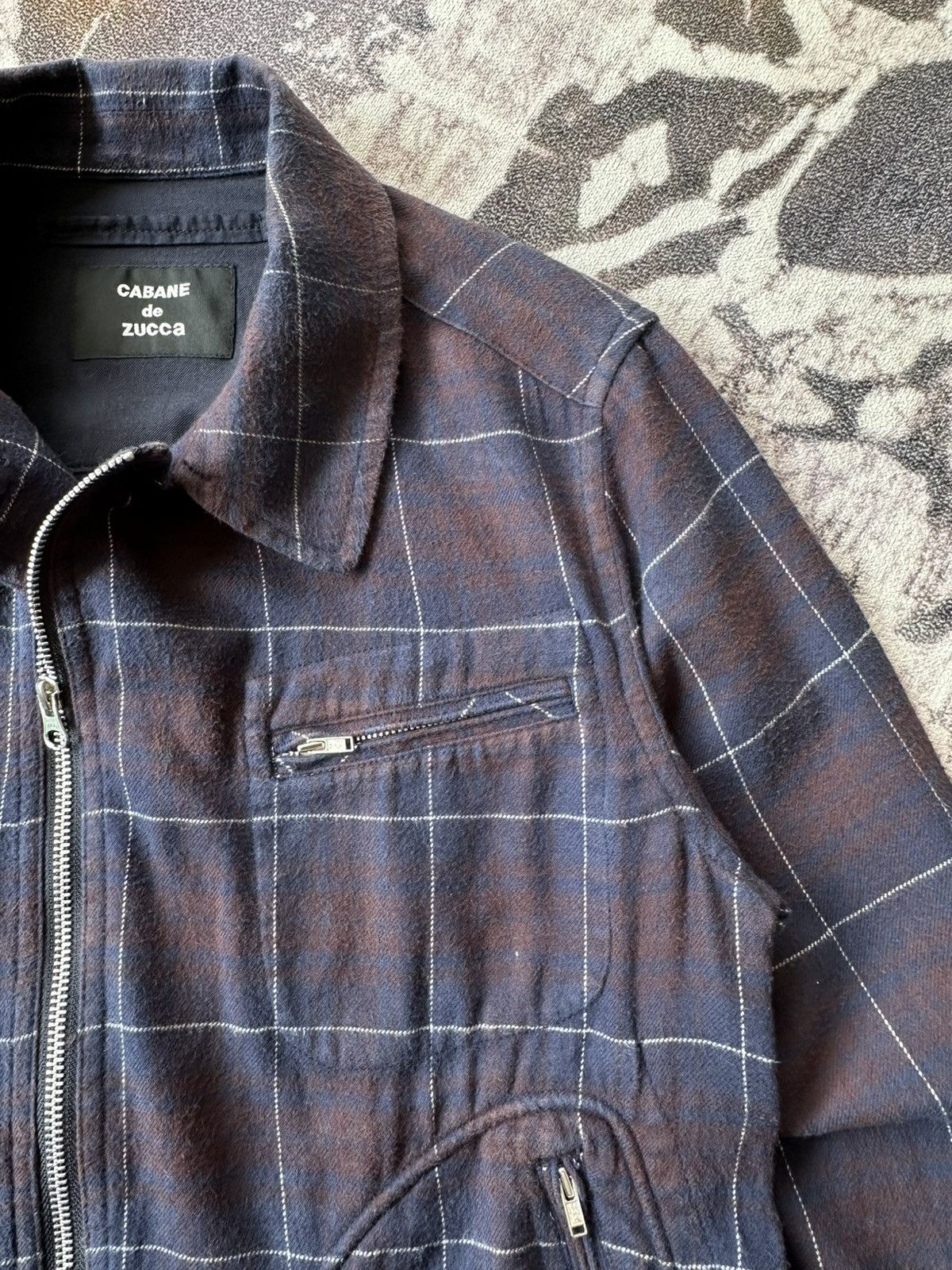 CABANE de ZUCCa 2003 S/S Cabane de Zucca shadow plaid zipper jacket Size US M / EU 48-50 / 2 - 4 Thumbnail