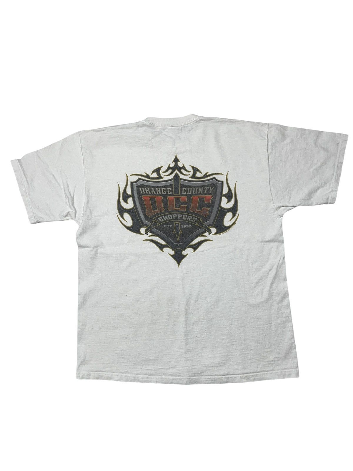Vintage × West Coast Choppers Vintage Orange County Choppers y2k Logo Flame Shield T-shirt Size US XL / EU 56 / 4 - 1 Thumbnail
