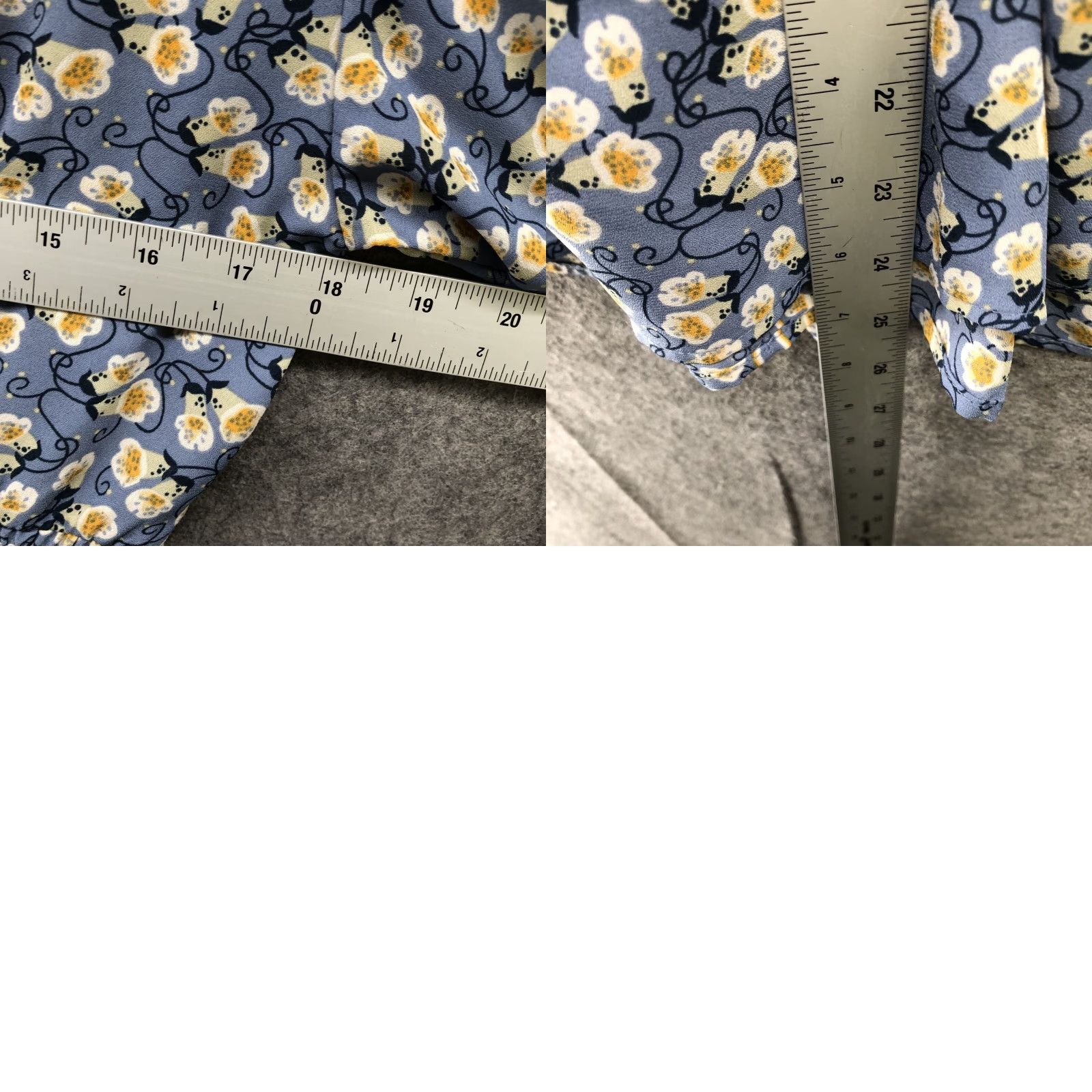 Vintage Max Studio Blouse Womens S Blue Floral Tie Waist V-Neck 3/4 Sleeve Crepe Size S / US 4 / IT 40 - 8 Thumbnail