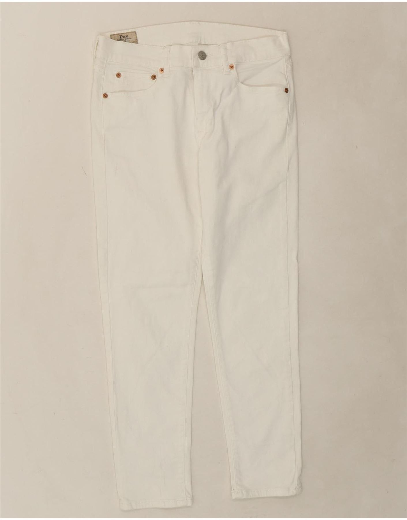 Polo Ralph Lauren Womens Tompkins Crop Skinny Jeans W28 L26 White Cotton Size 24" / US 00 / IT 34 - 1 Thumbnail