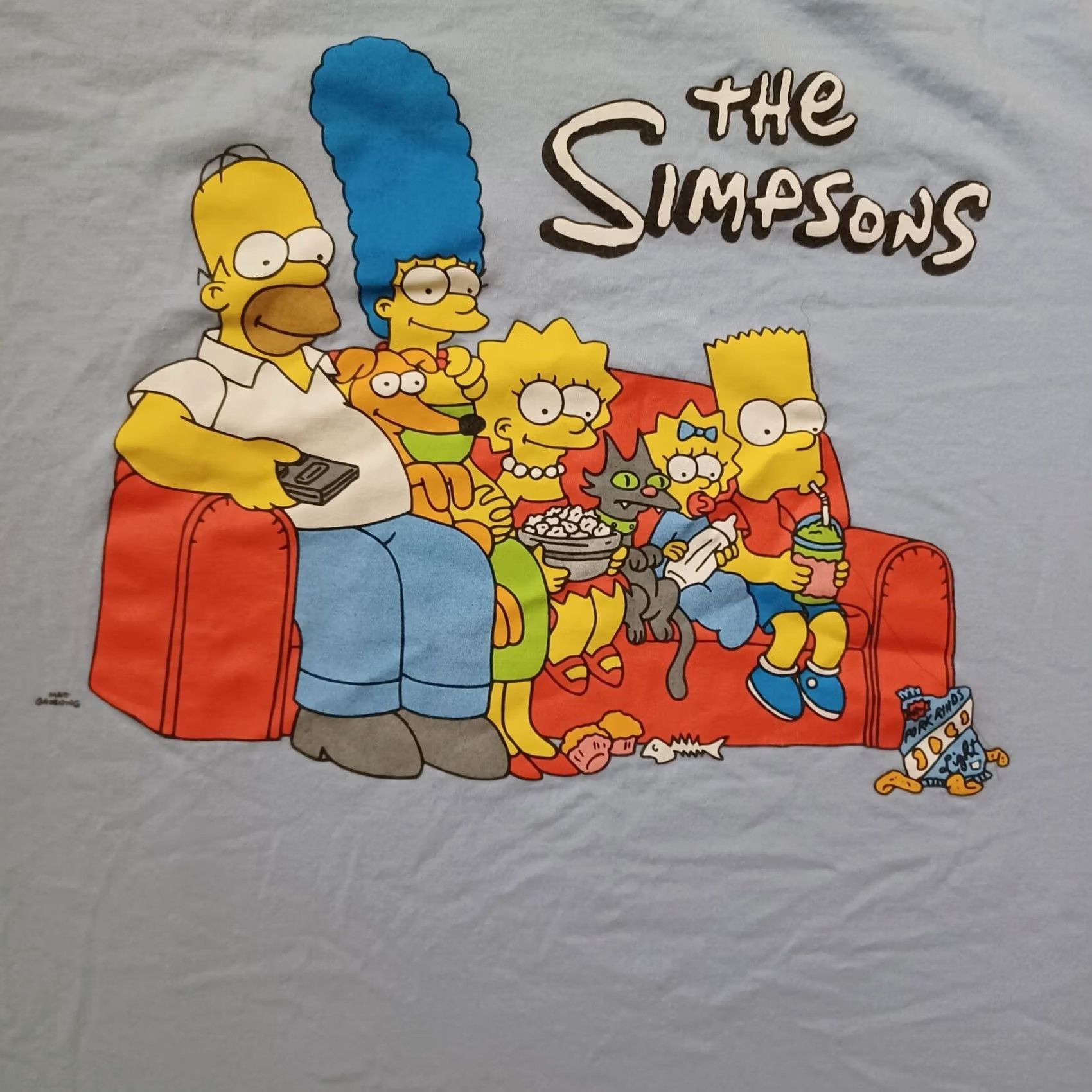 Vintage The Simpsons Graphic T Shirt Mens XL Blue Short Sleeve Sitting Couch Size US XL / EU 56 / 4 - 5 Thumbnail