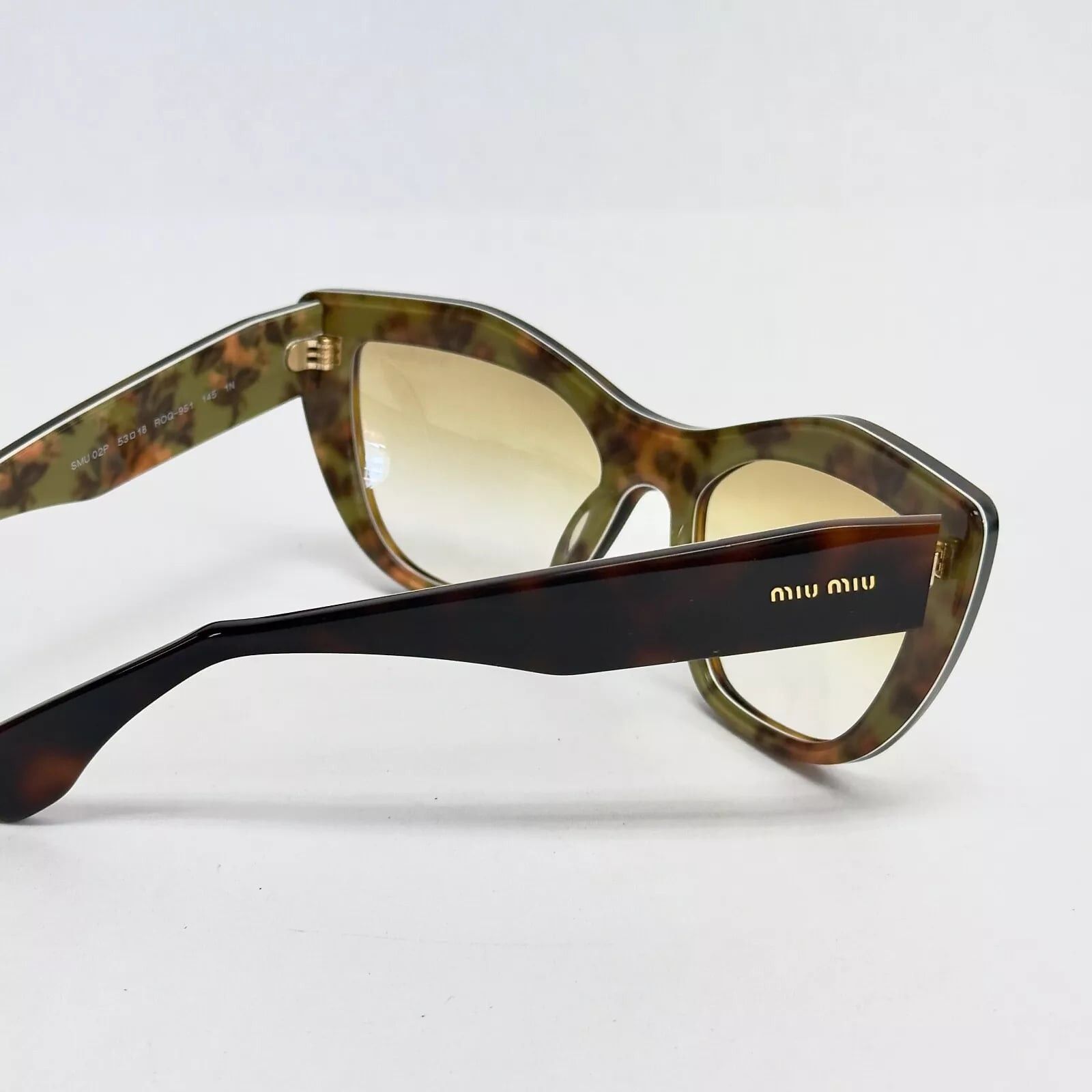Miu Miu MIU MIU 02P MU02PS Brown Havana Green Floral Sunglasses Size ONE SIZE - 3 Thumbnail