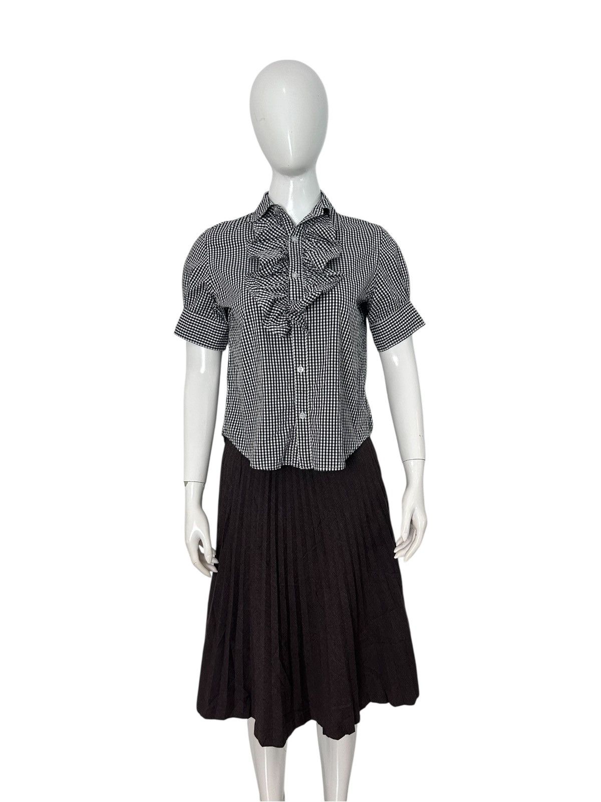 Beams Plus Beams Boy Gingham Check Ruffle Short Sleeve Shirt Size M / US 6-8 / IT 42-44 - 3 Thumbnail