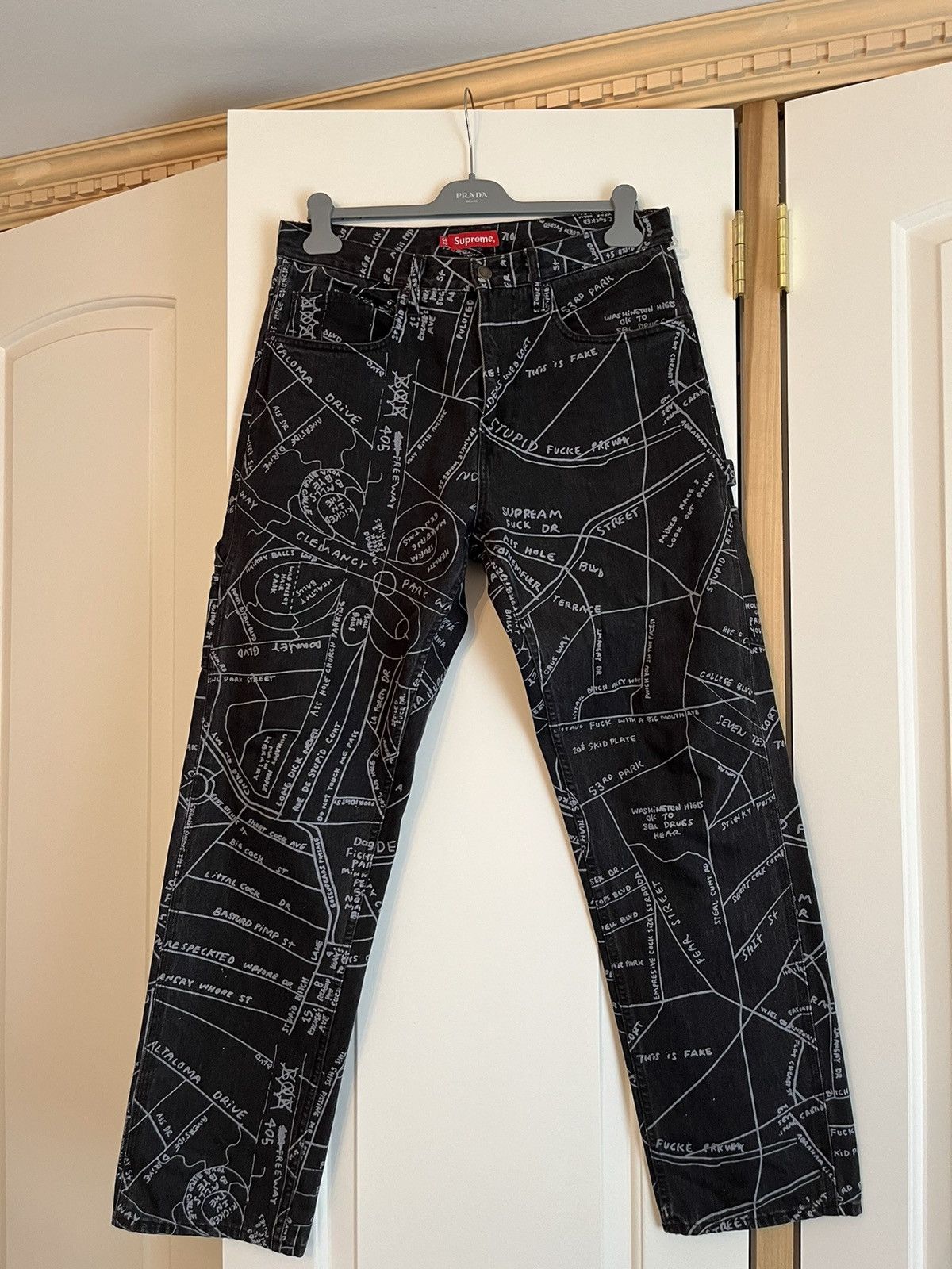 Supreme Supreme Gonz Map Black Denim Carpenter Pant Sise 32 | Grailed
