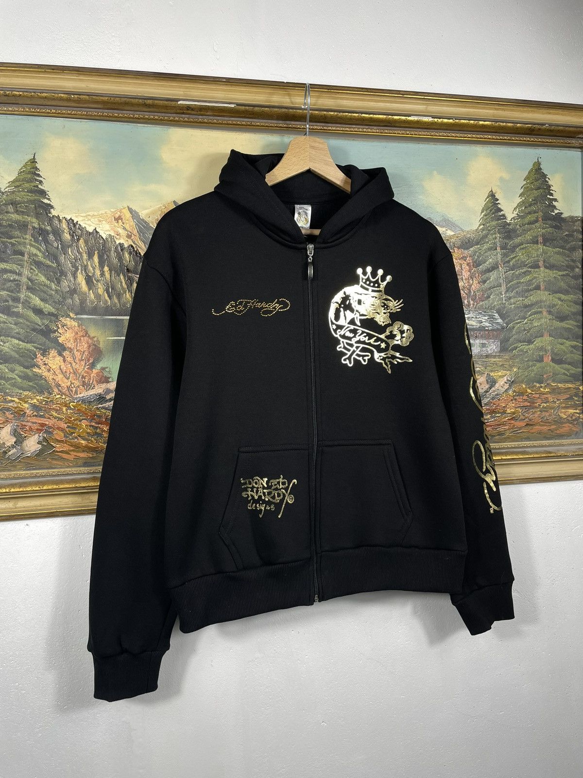 Christian Audigier × Ed Hardy × Vintage Ed Hardy Retro 00s Hoodie Sweatshirt Affliction Grunge Size M / US 6-8 / IT 42-44 - 3 Thumbnail
