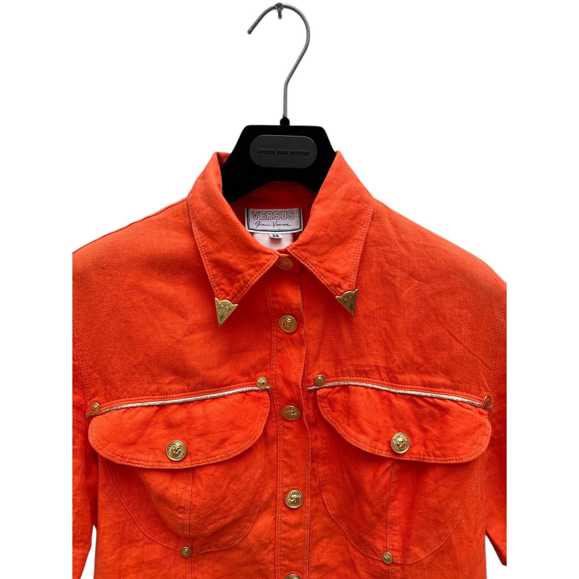 Versace Vintage Versus Red Cotton Shirt Size M / US 6-8 / IT 42-44 - 2 Thumbnail