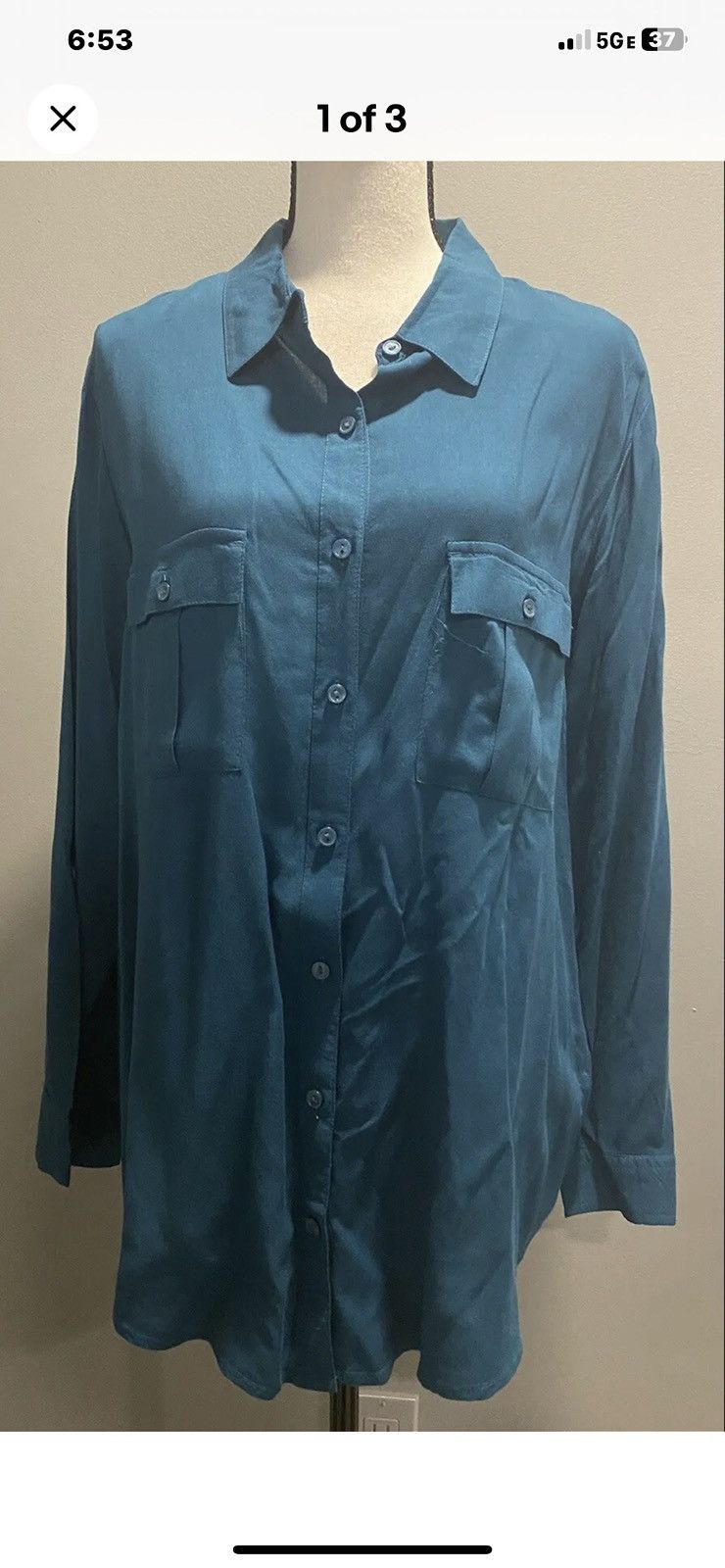Other Trendy Green Long Sleeve Button Up Shirt Size XL / US 12-14 / IT 48-50 - 1 Thumbnail