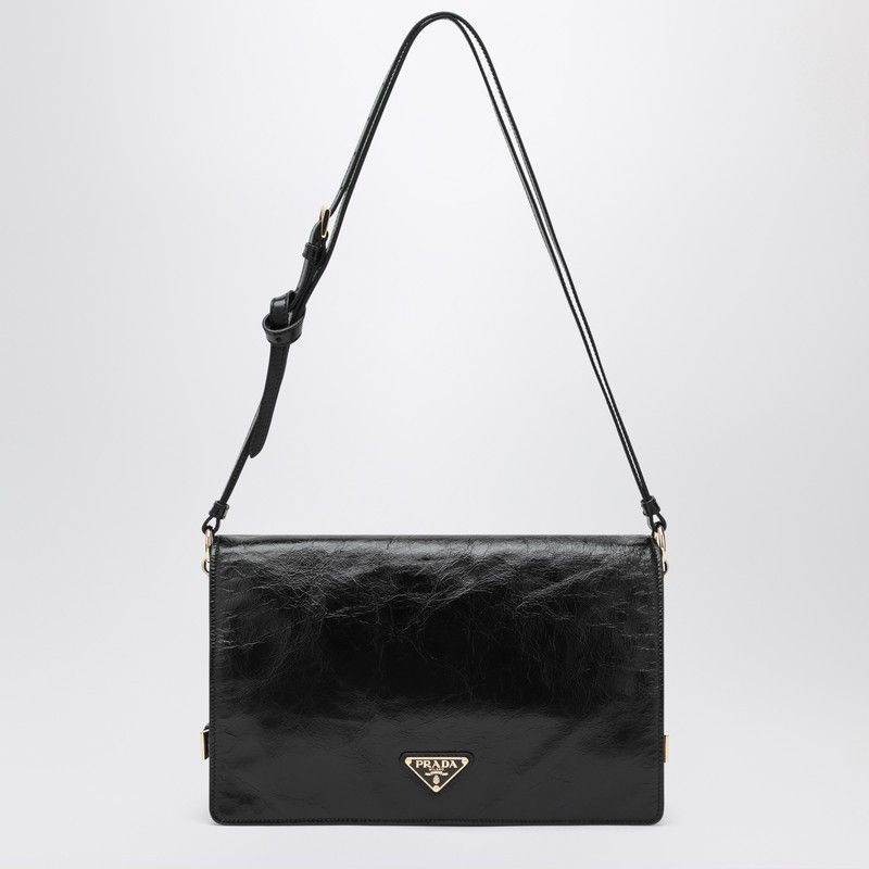 Prada Medium Shoulder Bag Black In Leather, Women's