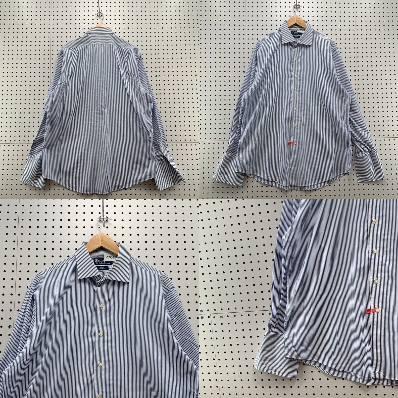Polo Ralph Lauren Polo Ralph Lauren Shirt Mens Blue White Striped Button Long Sleeve 17 34 Regular Cotton Polo Ralph Lauren Shirt) Size US XL / EU 56 / 4 - 8 Thumbnail