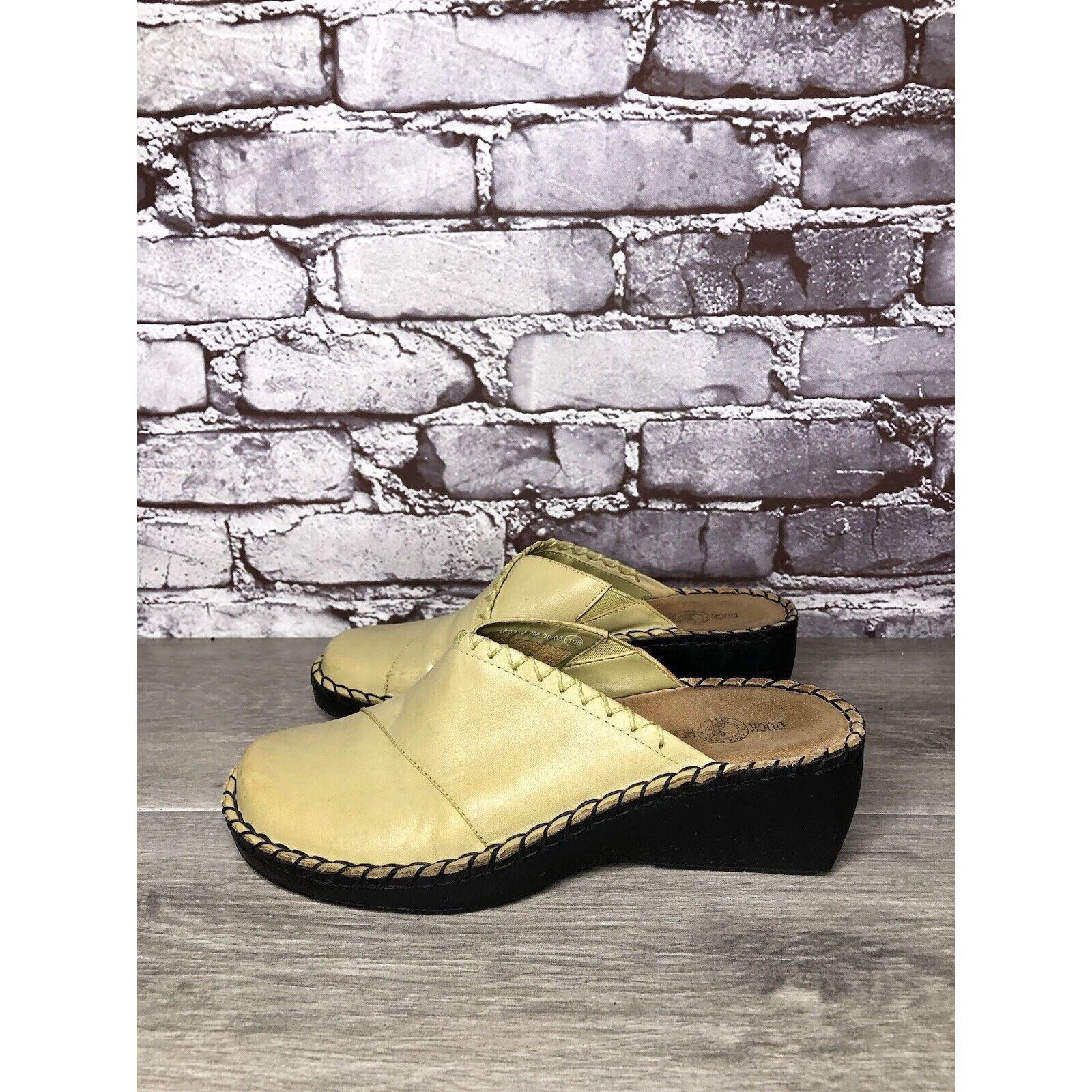 Duck Head Duckhead Yellow Leather Slip On Comfort Wedge Clogs Shoes Wo Grailed