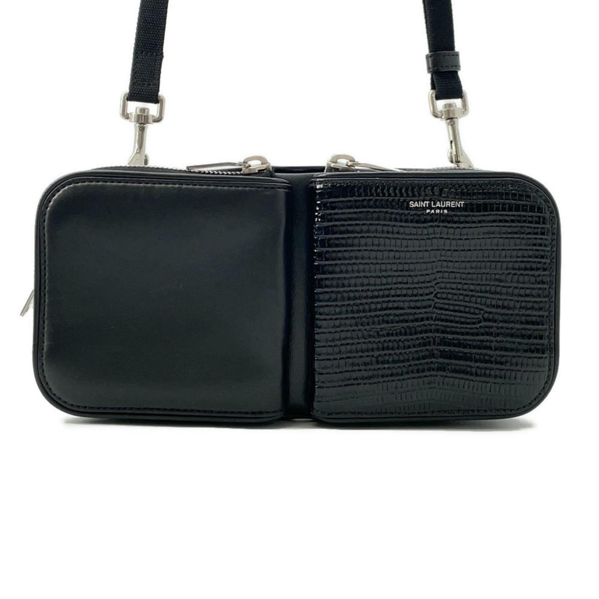 Saint Laurent Shoulder Bag Embossed Leather 712569 Saint Laurent Paris Black, Women's