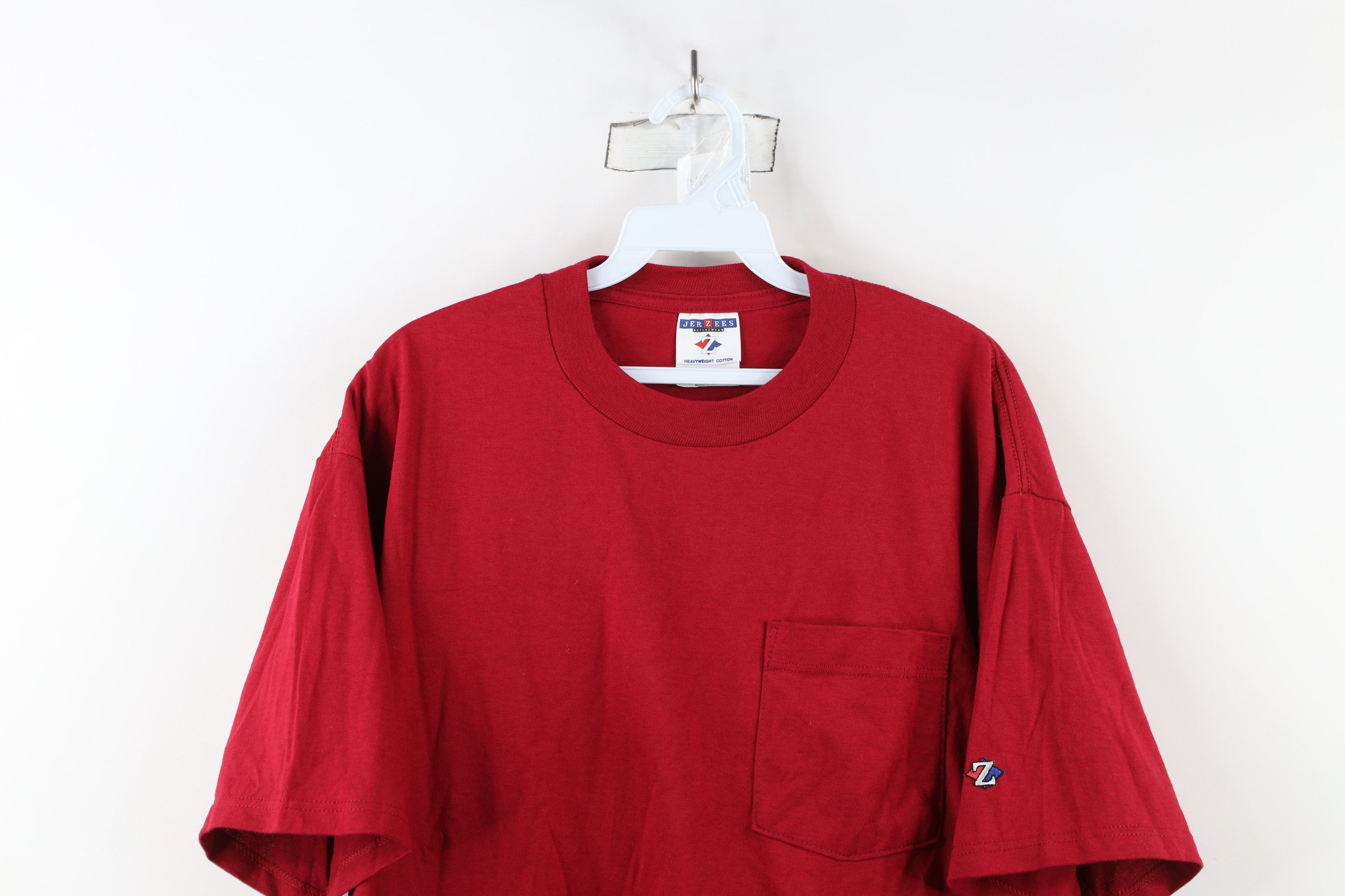 Vintage Vintage 90s Streetwear Heavyweight T-Shirt Red Cotton USA Size US M / EU 48-50 / 2 - 2 Thumbnail