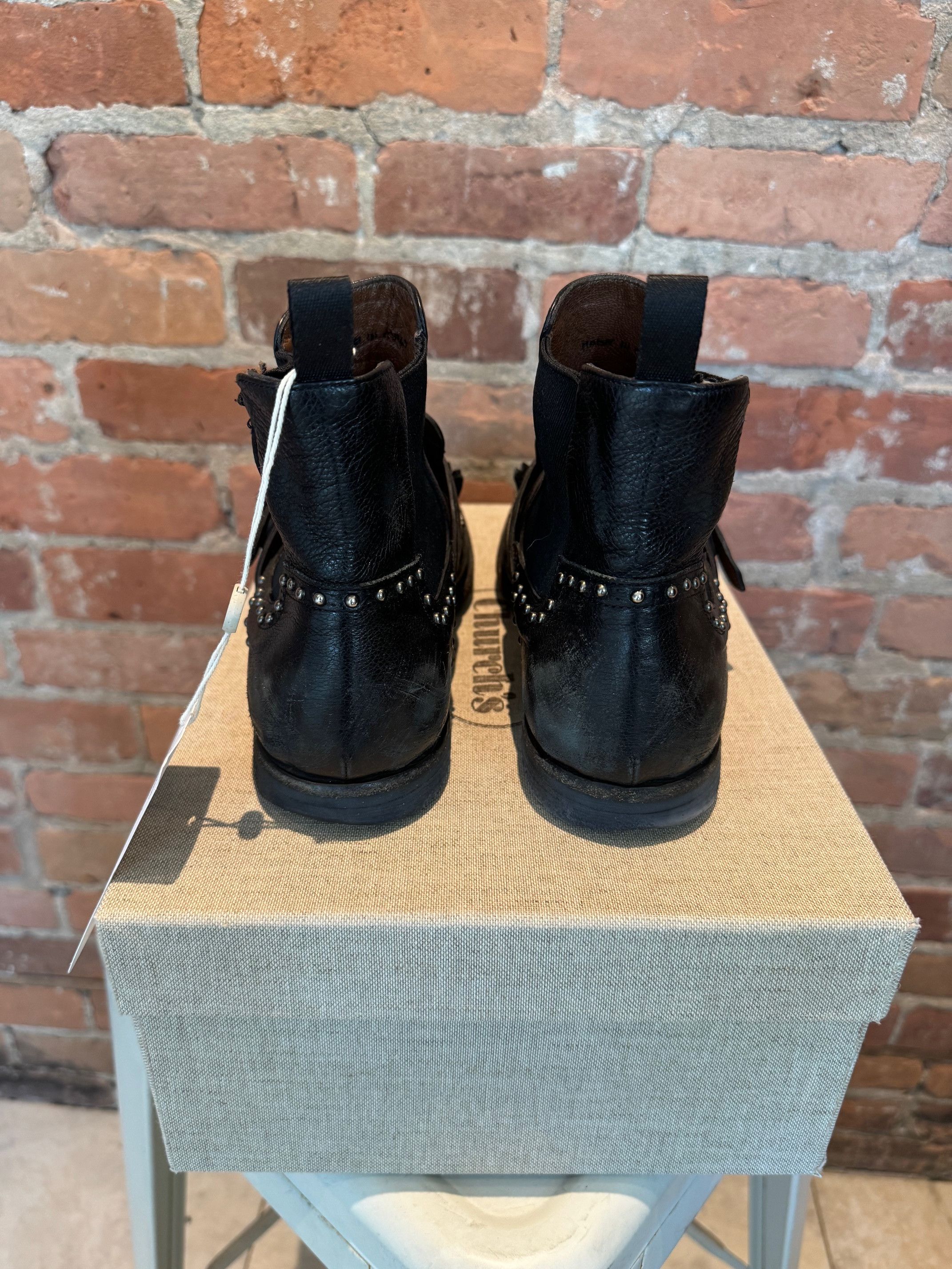 Church's Church's Burwood Monk Strap Boots - Black Studded Leather Size US 8 / EU 41 - 3 Thumbnail