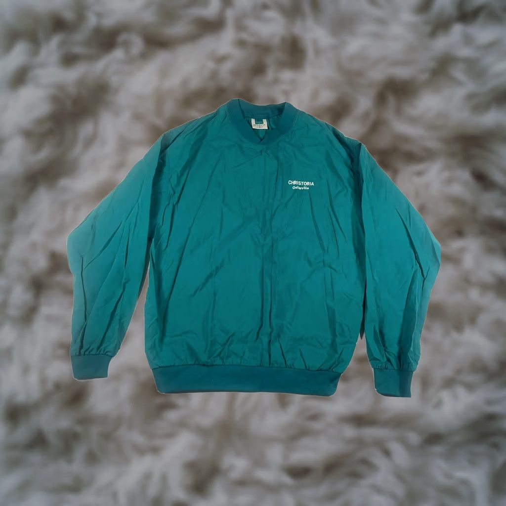 Vintage VTG Turfer Windbreaker Mens M Medium Green Pullover V Neck Jacket Made InUSA 90s Size US M / EU 48-50 / 2 - 1 Thumbnail