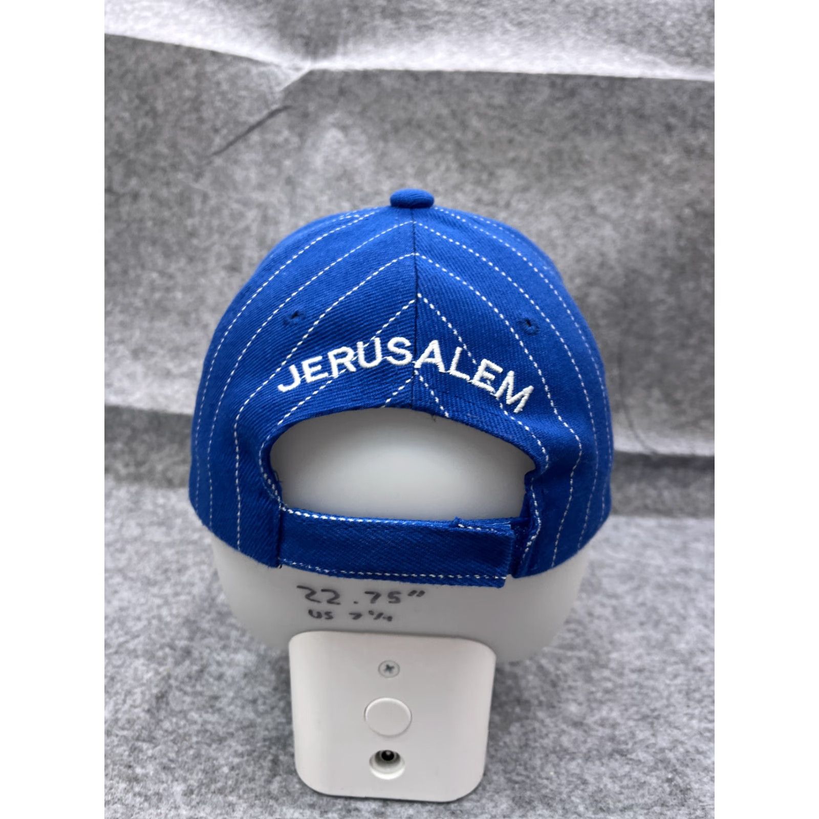 Vintage Jerusalem Hat Cap Strap Back Adult One Size Blue Pinstripe Cotton Poly Blend Size ONE SIZE - 6 Thumbnail