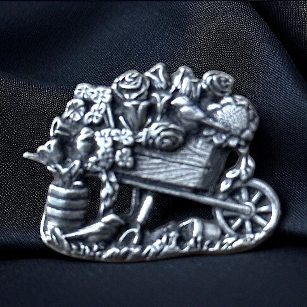 Vintage Vintage Birds & Blooms wheelbarrow of flowers brooch Size ONE SIZE - 1 Thumbnail