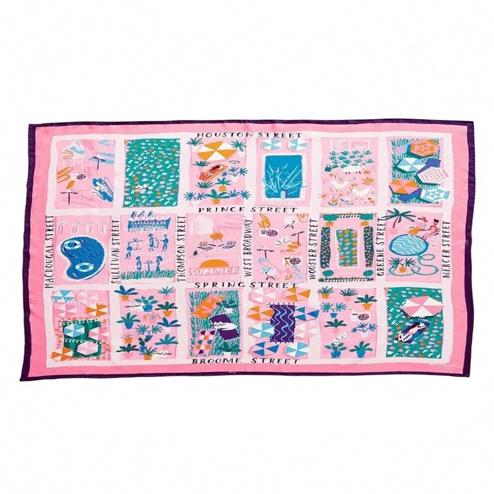 Designer NWT Kate Spade Rooftop Scene Oblong Scarf - Bright Peony Size ONE SIZE - 1 Thumbnail