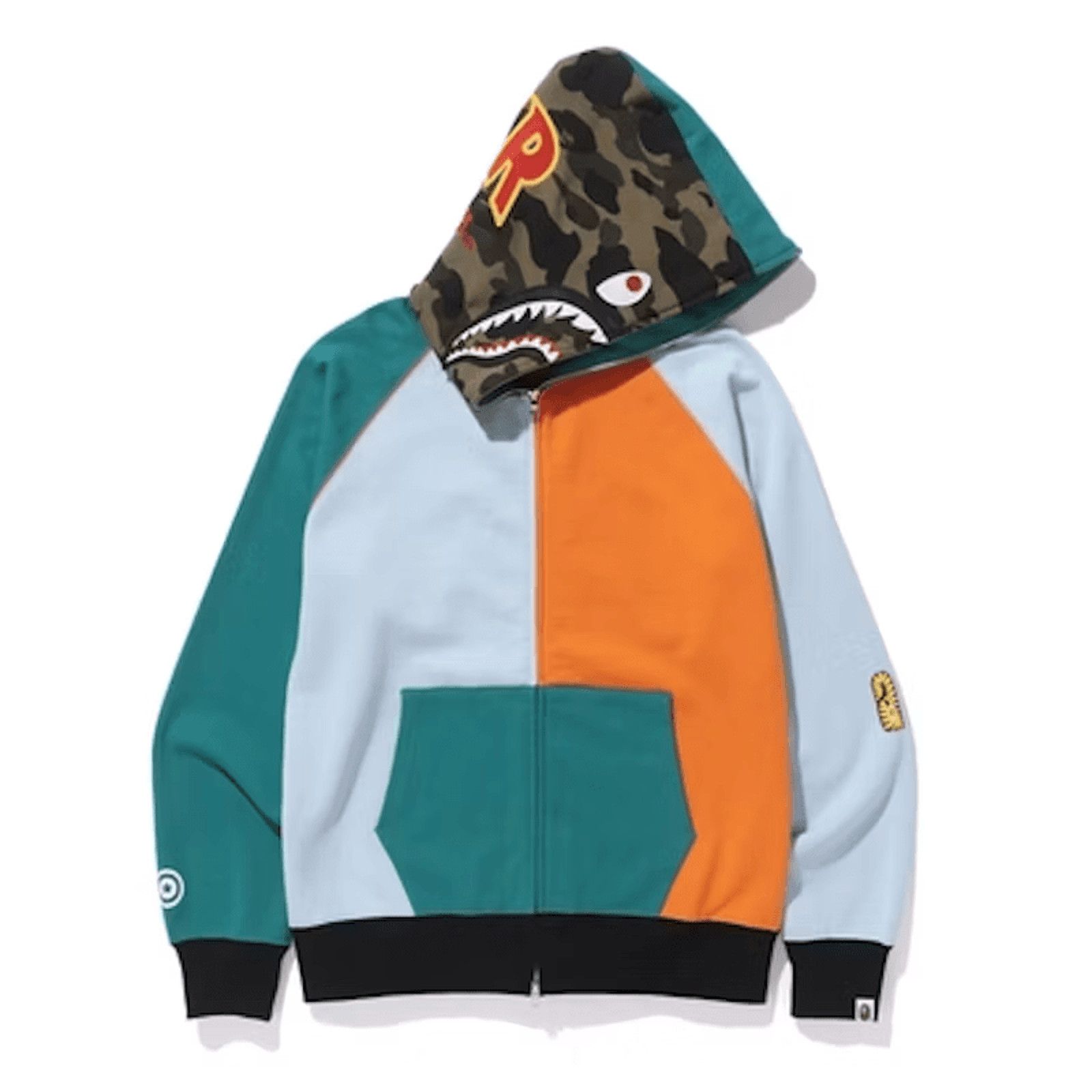 Image of Bape Shark Full Zip Hooded Sweatshirt Multi Light, Men's (Size XL)