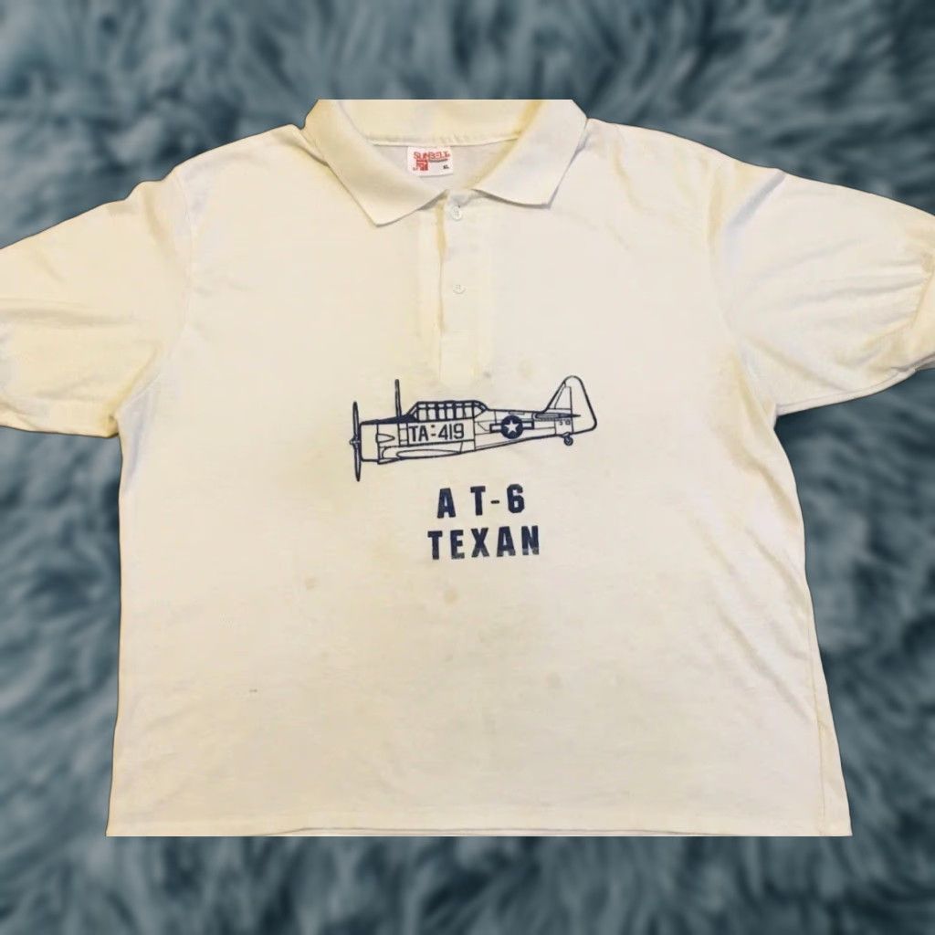 Vintage VINTAGE T-6 Texan Aircraft Polo Shirt XS Boxy White US Air Force Army 80s Grunge Graphic Tee Sleeping? Size US XS / EU 42 / 0 - 1 Thumbnail