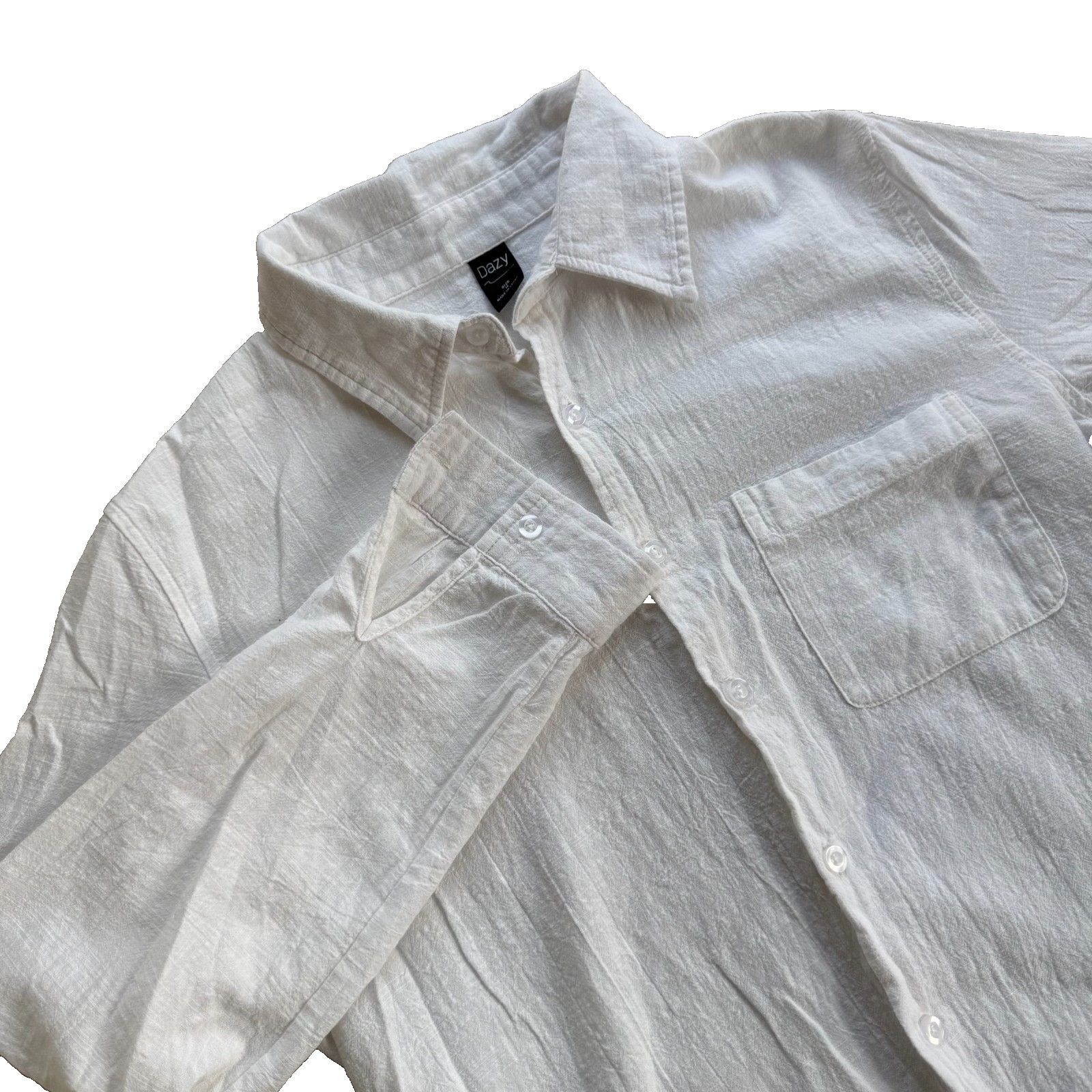 Other DAZY Sheer White Linen Texture Button Down Utility Shirt M Size M / US 6-8 / IT 42-44 - 1 Thumbnail