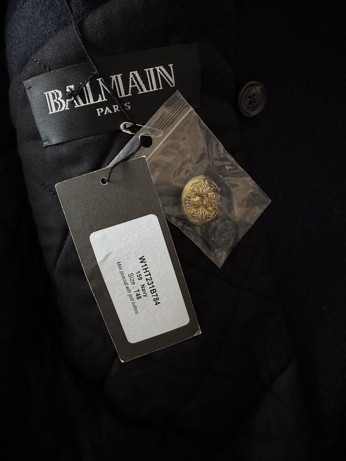 Balmain BALMAIN Navy Wool-Padded Military Coat Size US M / EU 48-50 / 2 - 7 Thumbnail