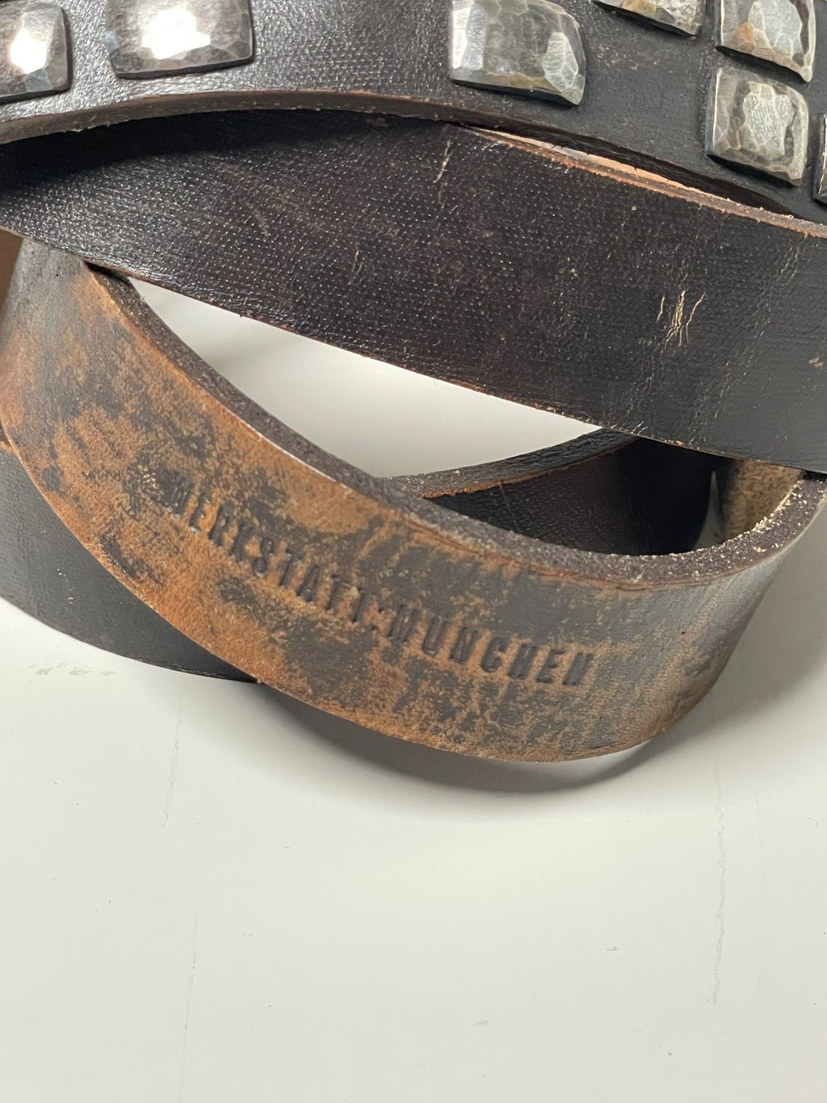 Werkstatt Munchen Werkstatt München Studded Leather Belt brown Size ONE SIZE - 4 Thumbnail