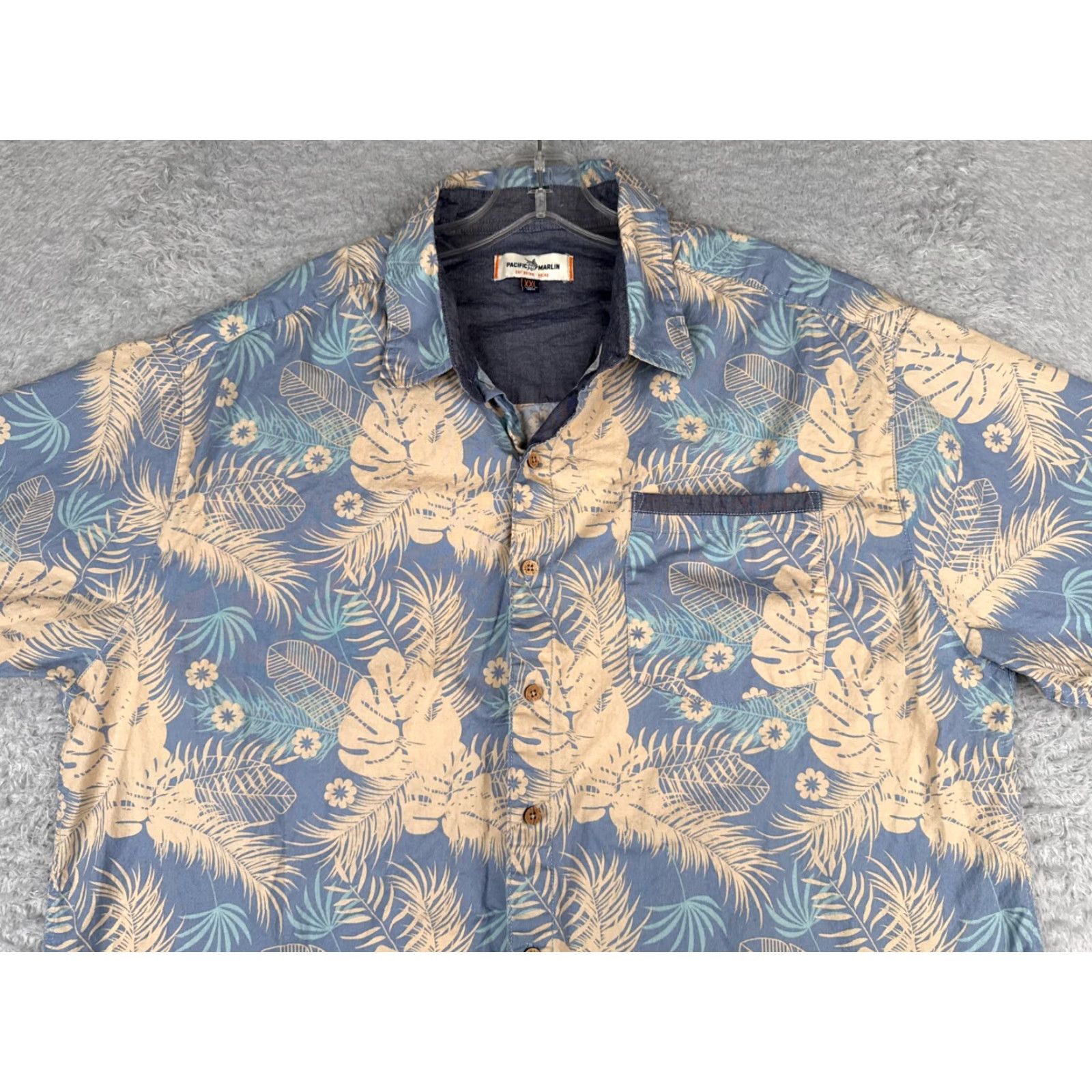 Vintage VINTAGE Pacific Marlin Shirt Men's 2XL Blue Floral Palm Leaf Hawaiian Size US XXL / EU 58 / 5 - 4 Thumbnail
