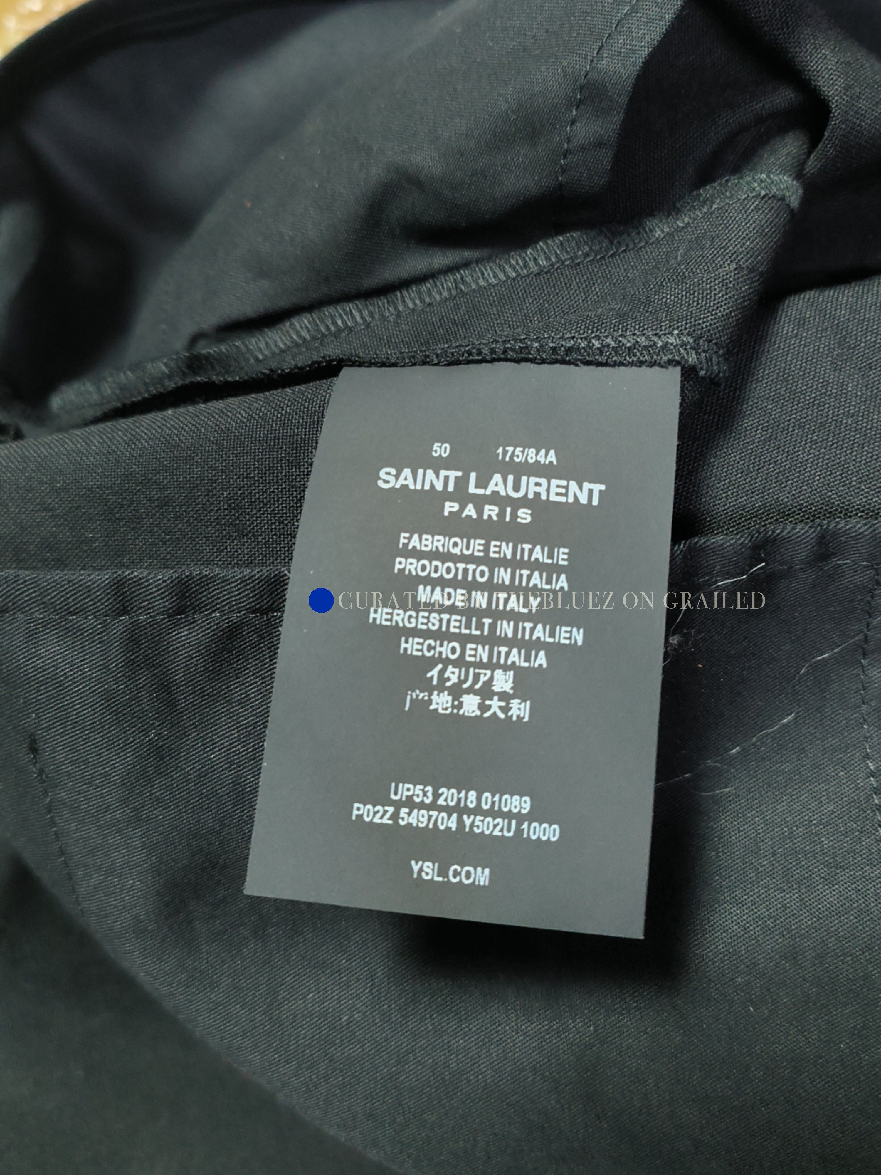Saint Laurent Paris Black Straight-Leg Tailored Pants Size 34 Size US 34 / EU 50 - 1 Thumbnail
