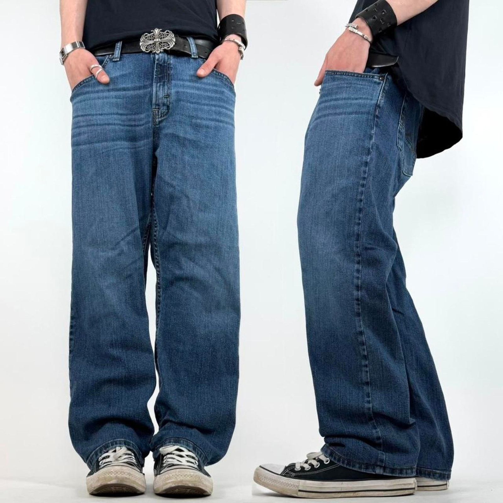 Vintage y2k baggy wide leg skater faded archive grunge jeans