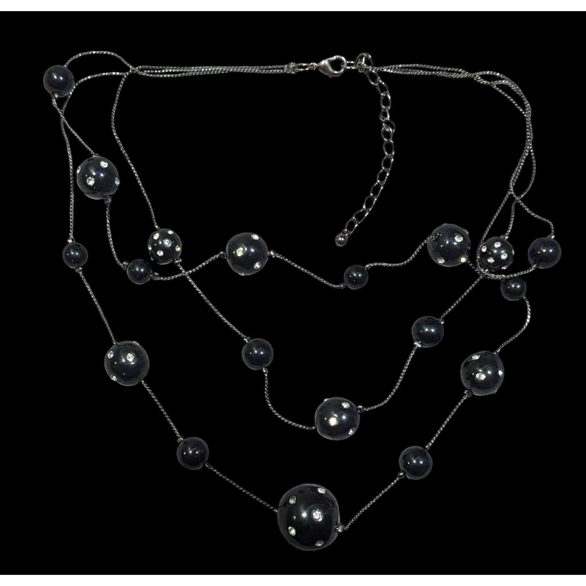 Other Glam Goth Black With Rhinestones Floating Necklace Size ONE SIZE - 4 Thumbnail
