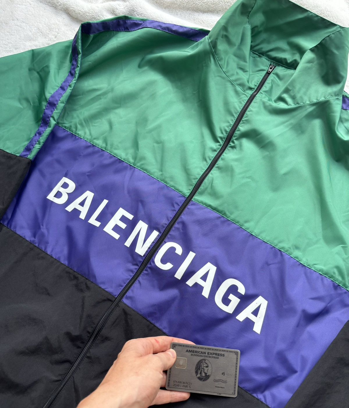 Balenciaga Balenciaga Oversized Green/Purple/Black Jacket Size US XXL / EU 58 / 5 - 2 Thumbnail