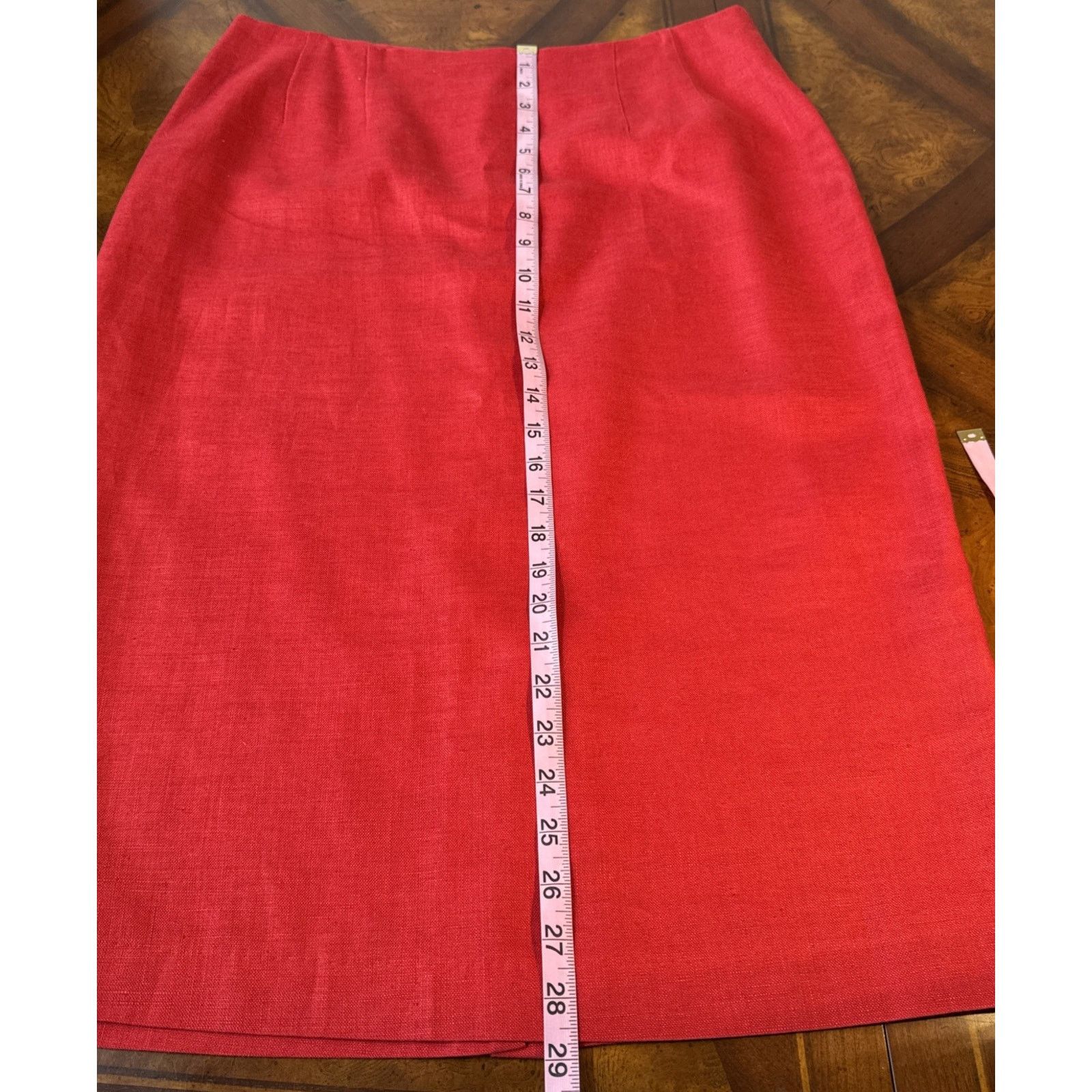 Bill Blass Vintage Bill Blass Red Crimson Skirt 100% Linen Size 14 P Size 36" / US 14 / IT 50 - 8 Thumbnail