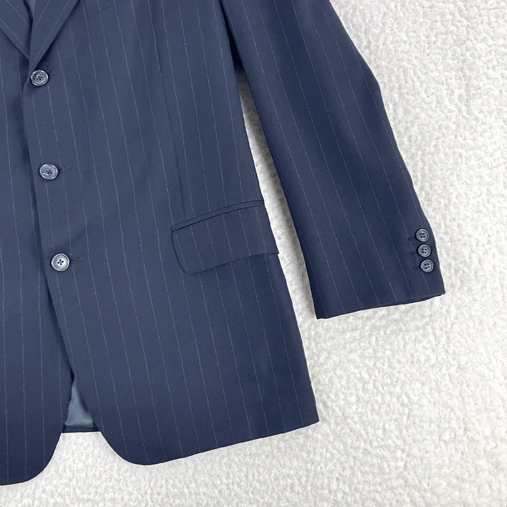Ermenegildo Zegna Ermenegildo Zegna Blazer Mens Size 44 Blue Striped Three-Button 2 Piece Jacket Suit Long Size 44R - 4 Thumbnail