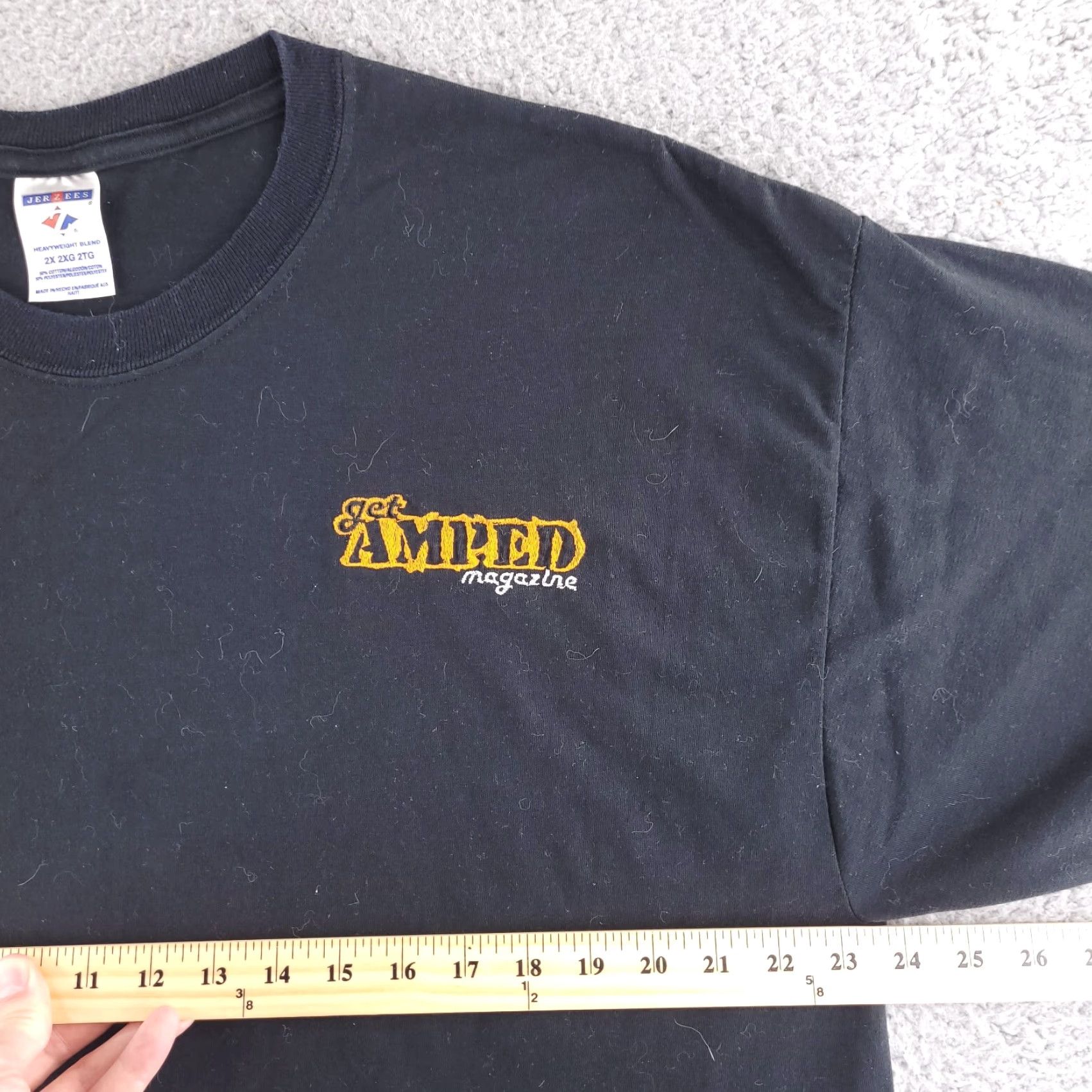 Jerzees Get Amped Magazine T Shirt Mens 2XL Black Short Sleeve Shirt Mens 2XL Black Logo Crew Neck Size US XXL / EU 58 / 5 - 4 Thumbnail