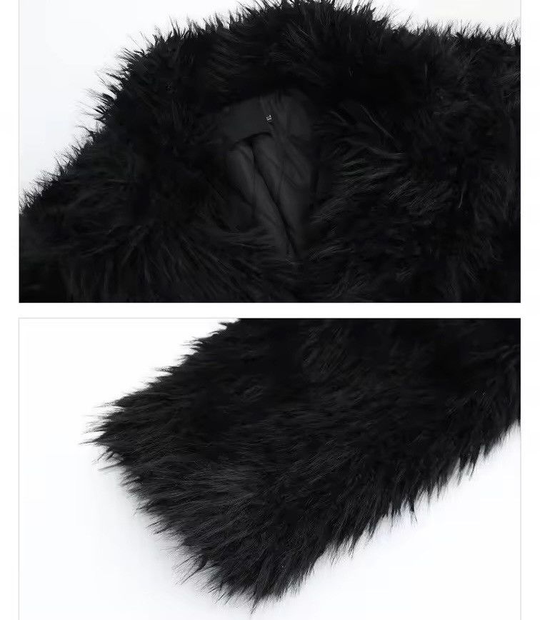 Japanese Brand Basic Midi Streetwear Black Faux Fur Warm Jacket Coat Size US L / EU 52-54 / 3 - 8 Thumbnail