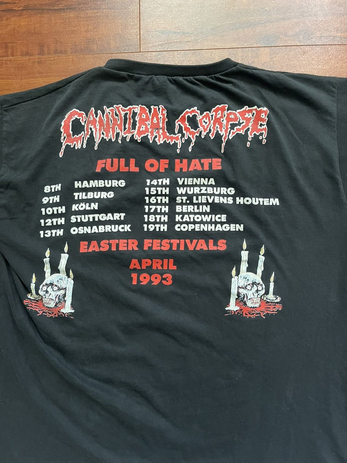 Vintage Vintage 1993 Cannibal Corpse “Full Of Hate” Tour T-Shirt. Size US L / EU 52-54 / 3 - 5 Thumbnail